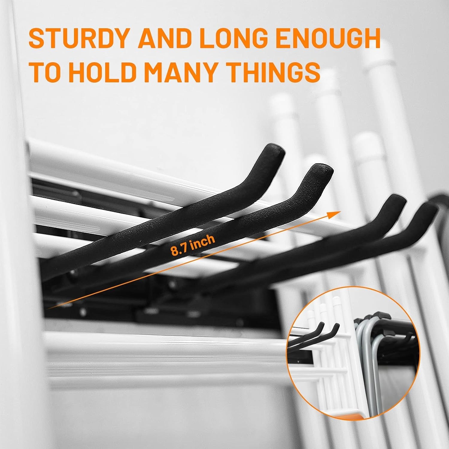 Wallmaster Garage Storage Organizer w/ 6 Adjustable Hooks Wall Mount 450lb Black