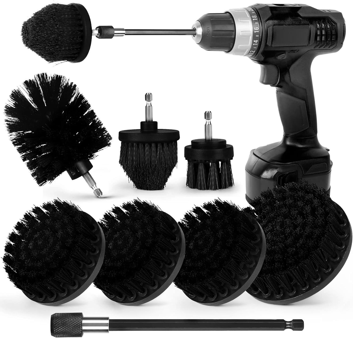 8PCS Drill Brush Attachment Set Power Scrubber Kit for Tile Tub Bathroom Floor