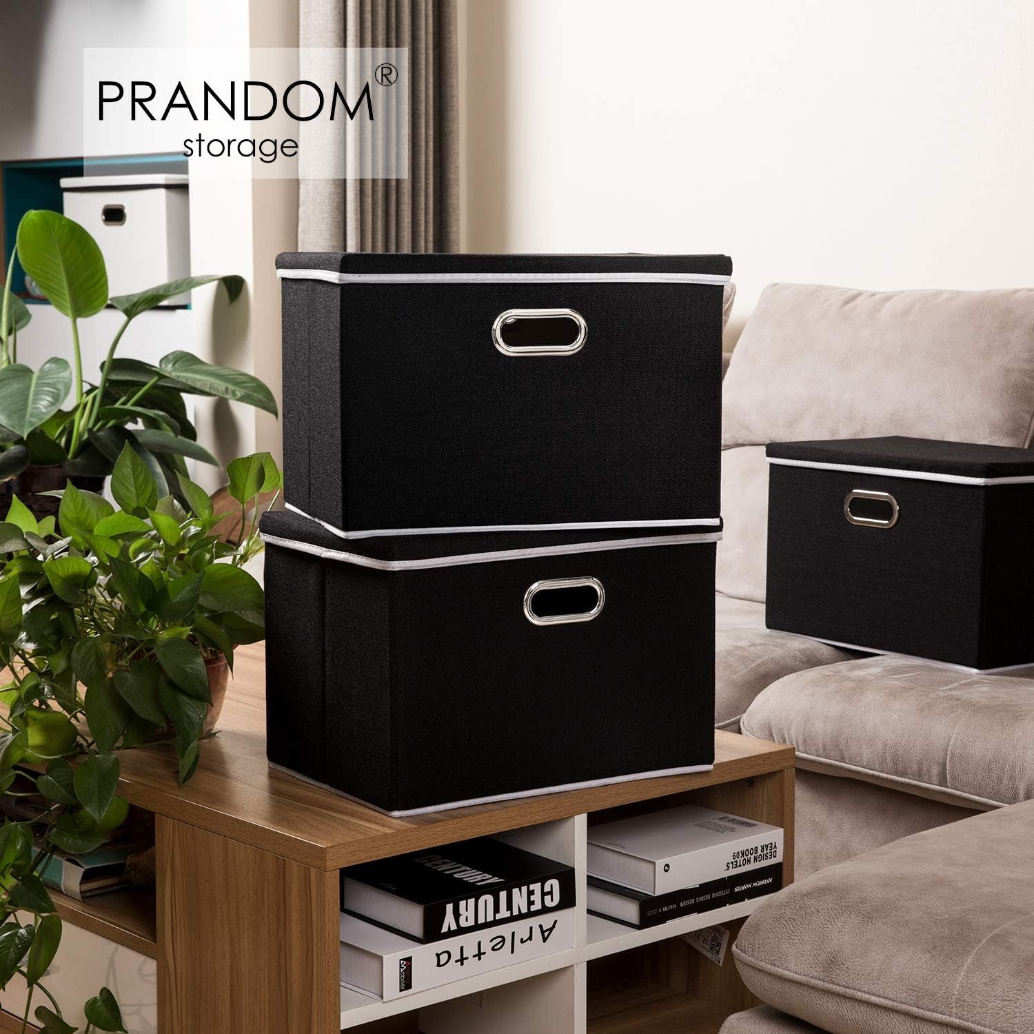 Versatile Large Storage Boxes – 37L Capacity Minimalist Design in Black [5-Pack]