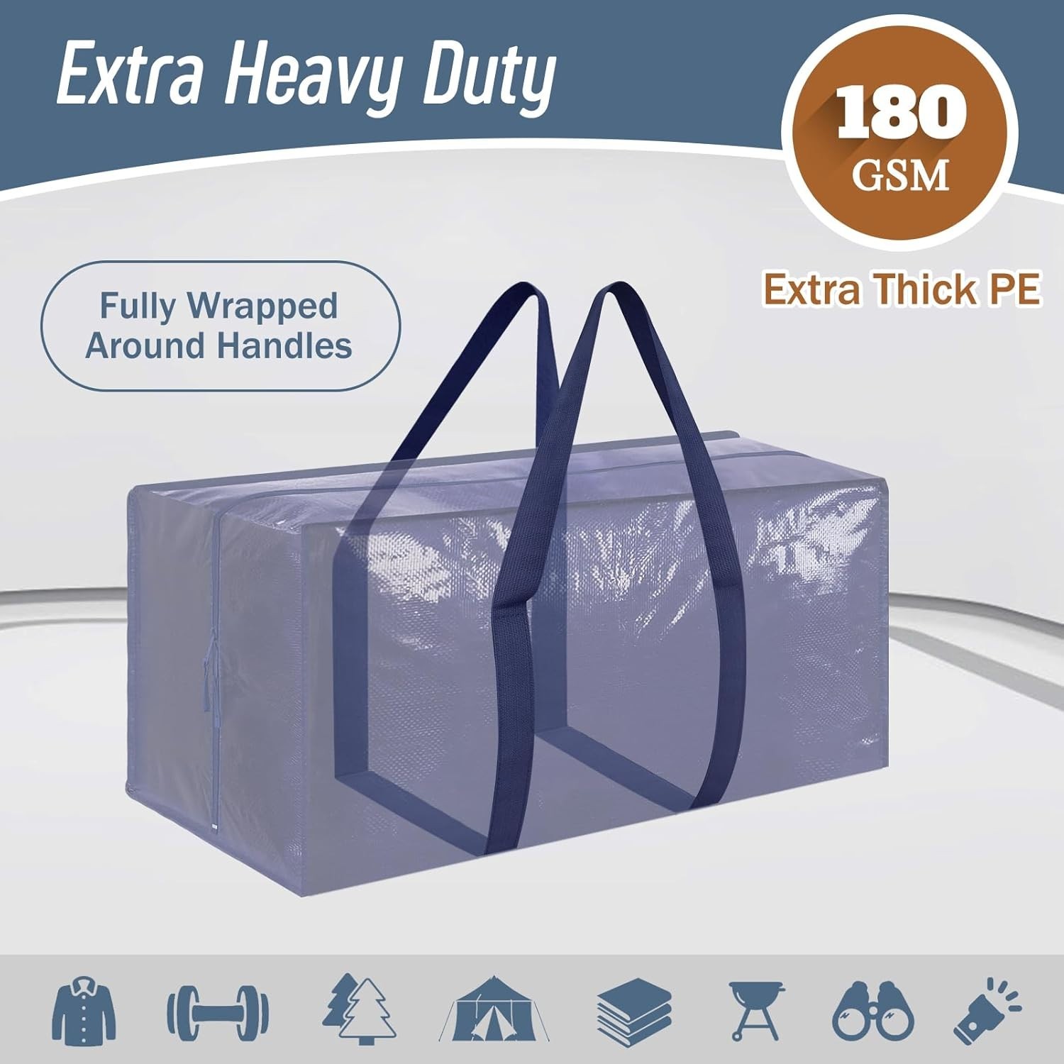 Water Resistant 6 Pack Extra Thick Moving Bags with Comfort Handles for Easy Use