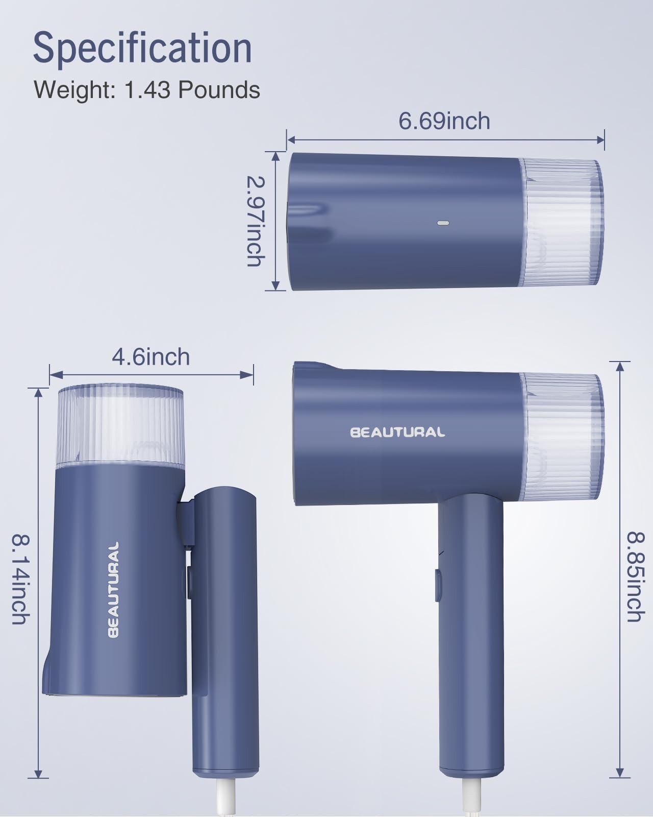 Foldable Handheld Clothes Steamer, 30-Sec Fast Heat-up, 120V Use Only, Travel
