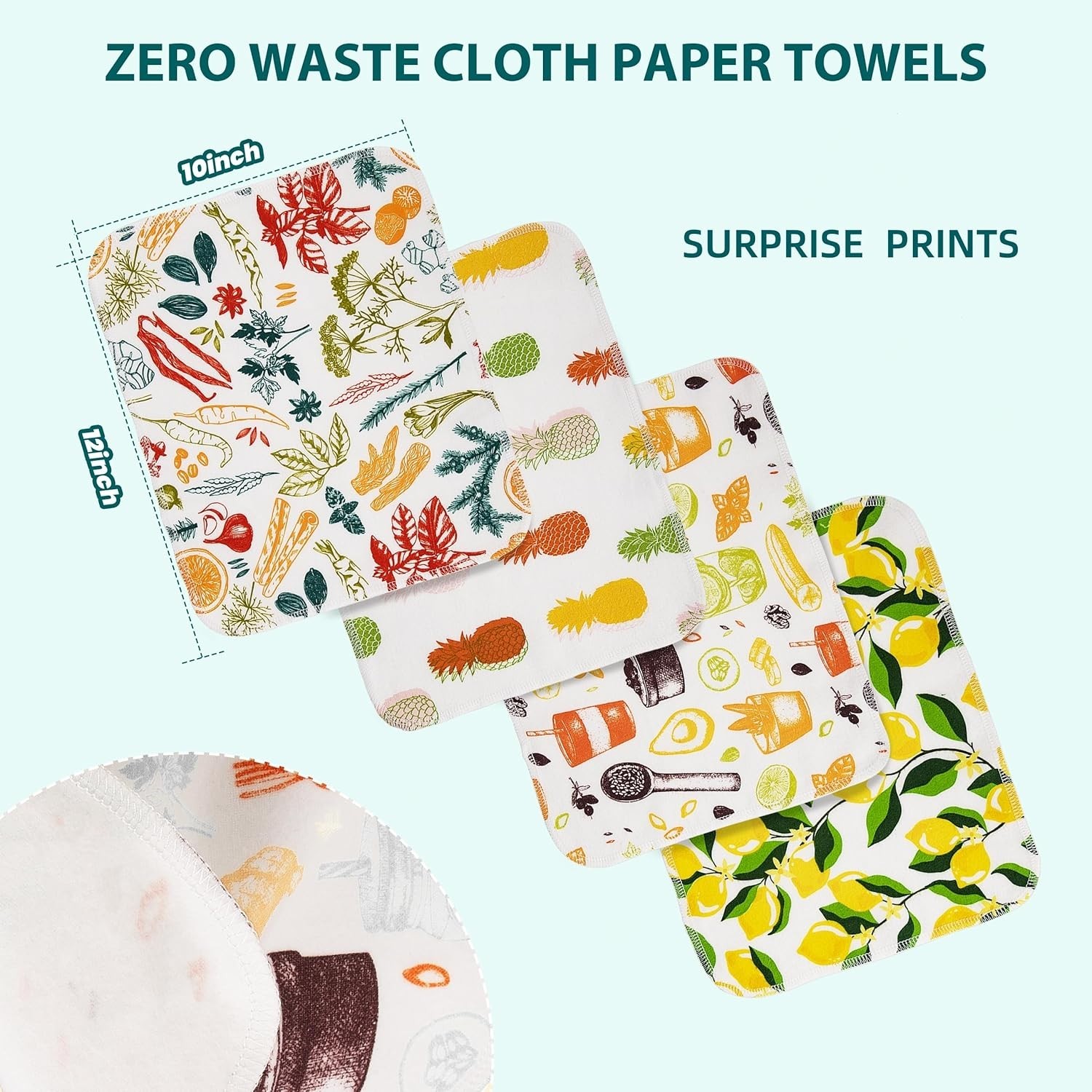 Multi-Purpose Cotton Flannel Towels – 12 Pack with Fun Prints for Every Kitchen