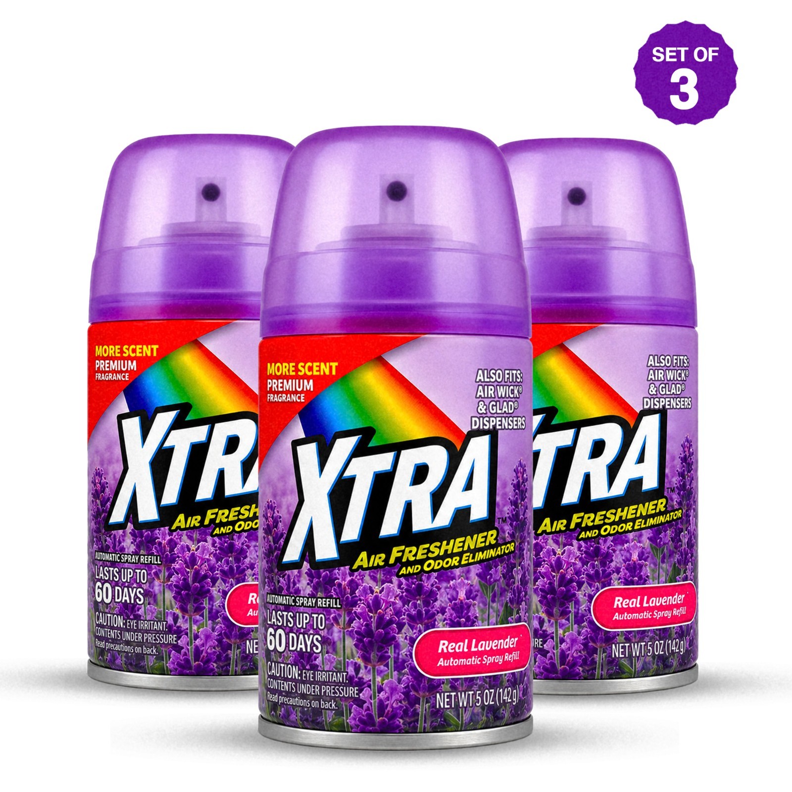 3 Pack XTRAA Automatic Spray Refills – Real Lavender – 5 oz Each