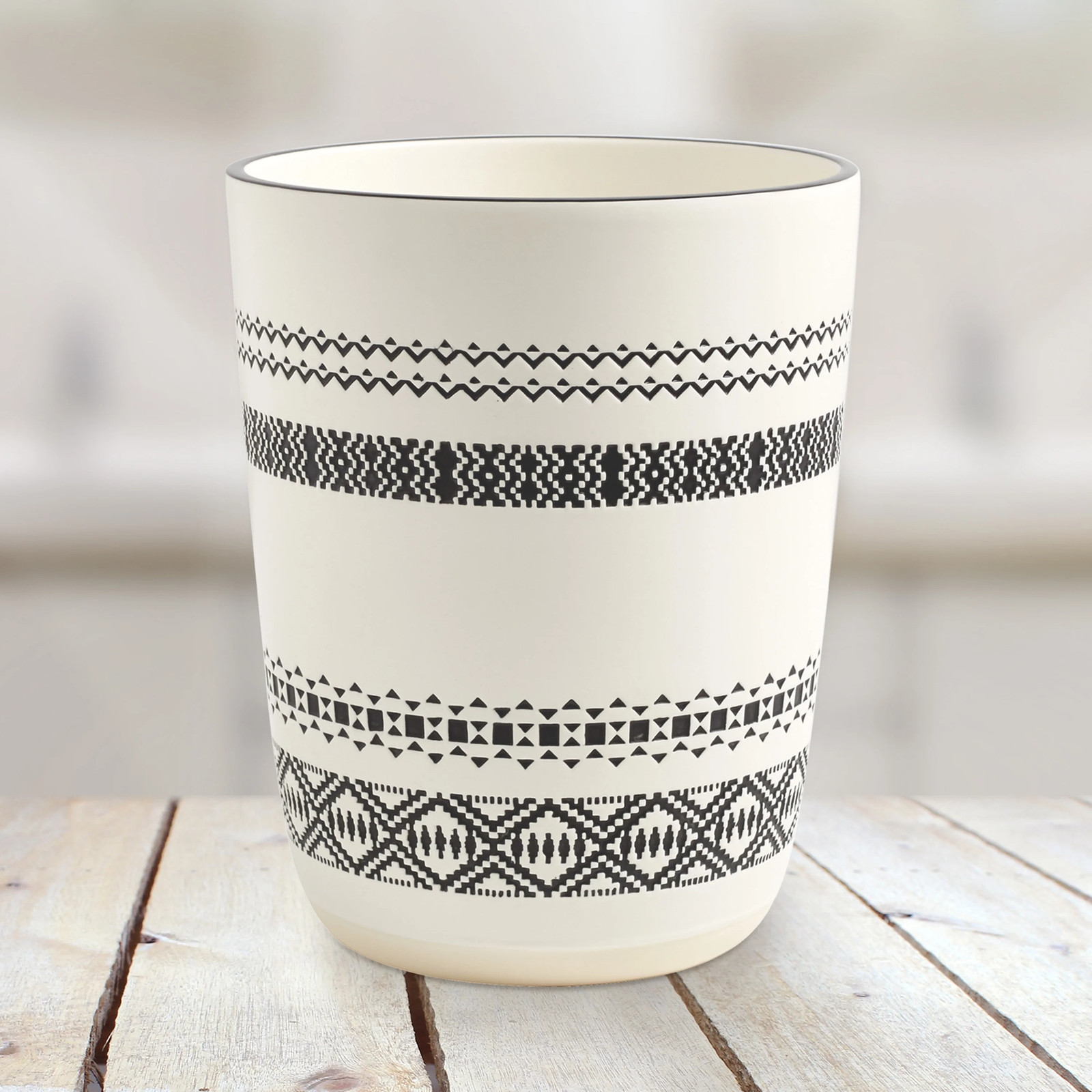 Better Homes & Gardens Boho Chic Wastebasket Black, Ceramic, Adult