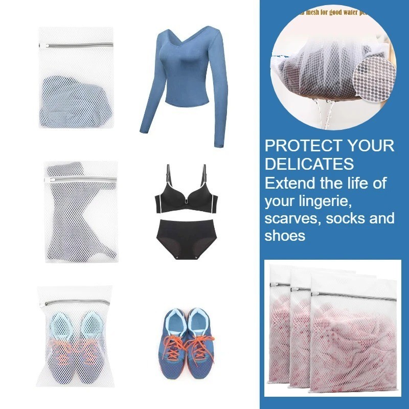 Mesh Laundry Bags for Delicates with Non Rust Zipper- White Laundry Bag