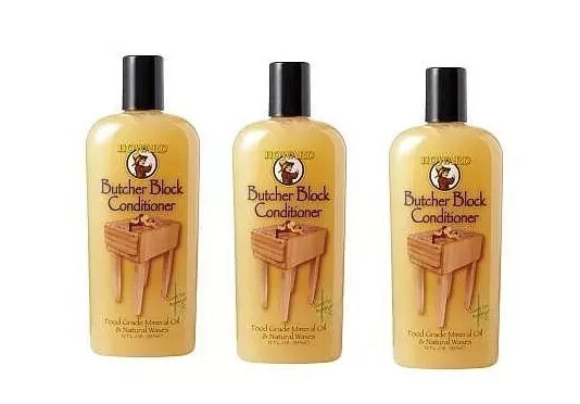 HOWARD BBC012 Butcher Block Conditioner, Light Tan, Gel, 12 oz, Bottle 3 Pack