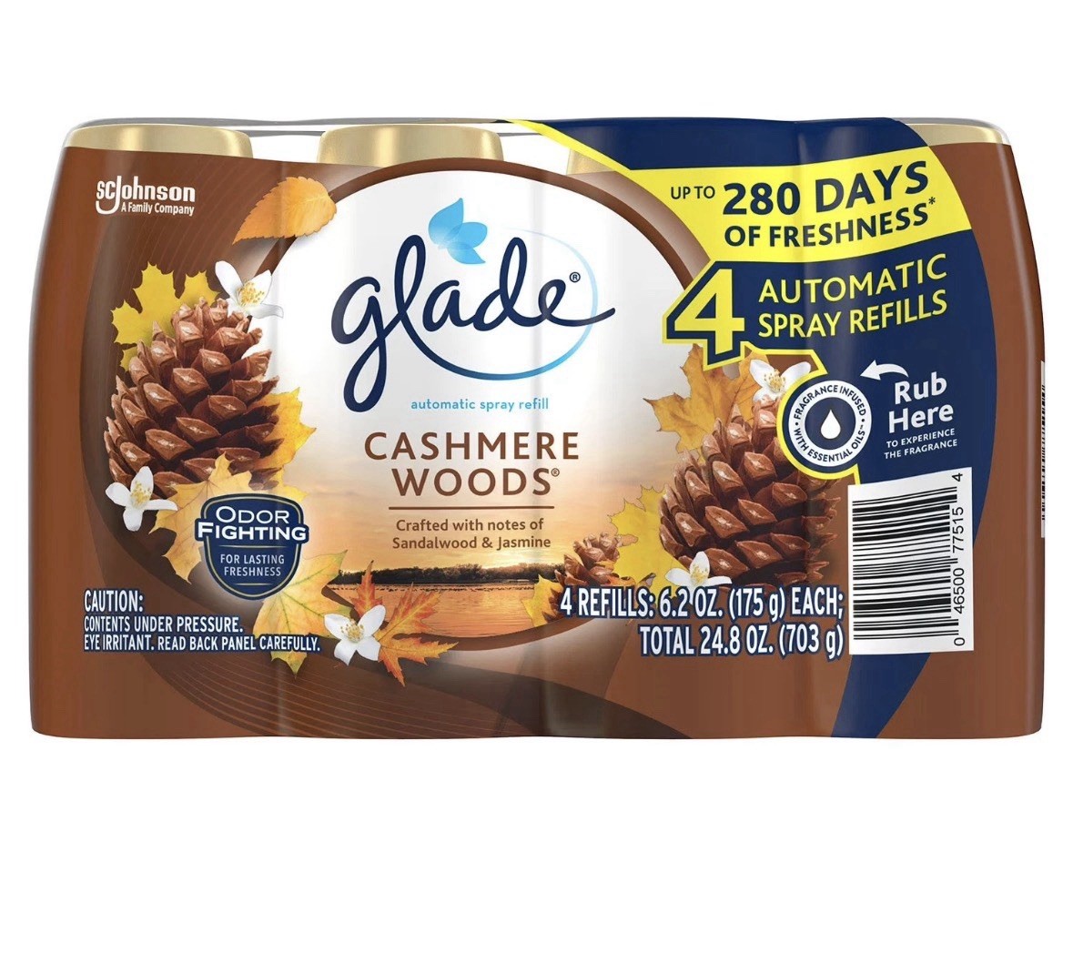 Glade Automatic Spray Air Freshener Refills, Cashmere Woods, 4 ct.