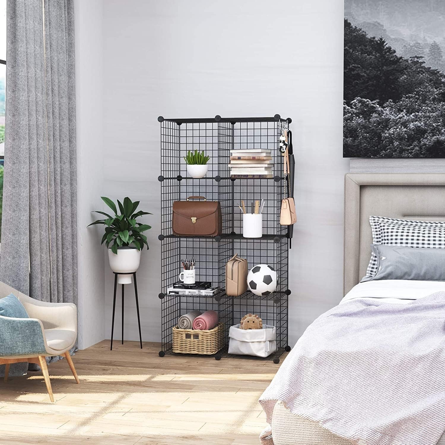 Wire Cube Storage, 8-Cube Organizer Metal C Grids Storage, Storage Bins Shelv…