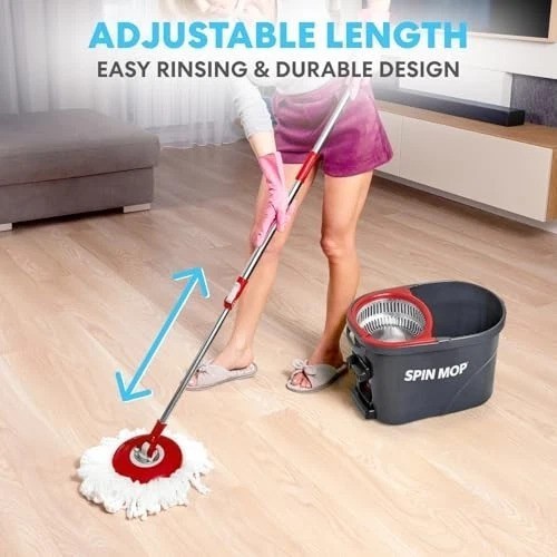 Spin Mop Cleaning System Aluminum Plastic Stainless Steel 5 Gallon Bucket 3