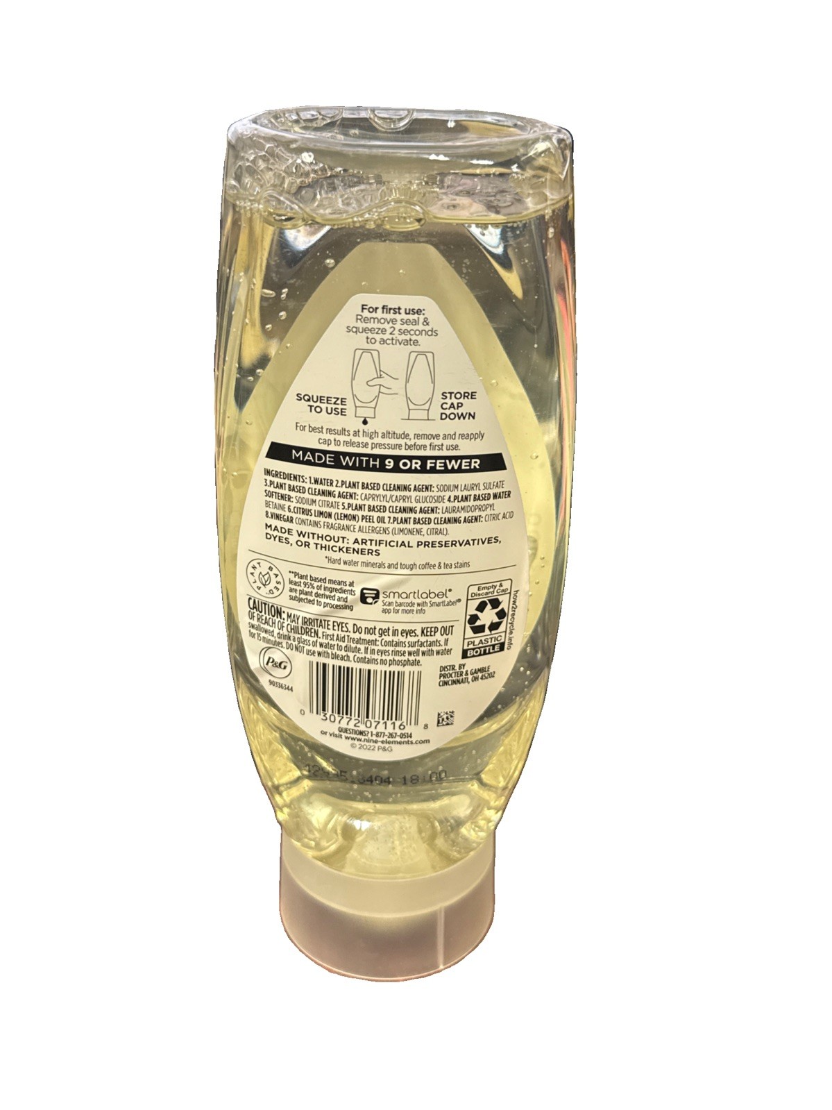 LOT OF 2 – 9 ELEMENTS LEMON SCENT LIQUID DISH SOAP 15 FL OZ EACH