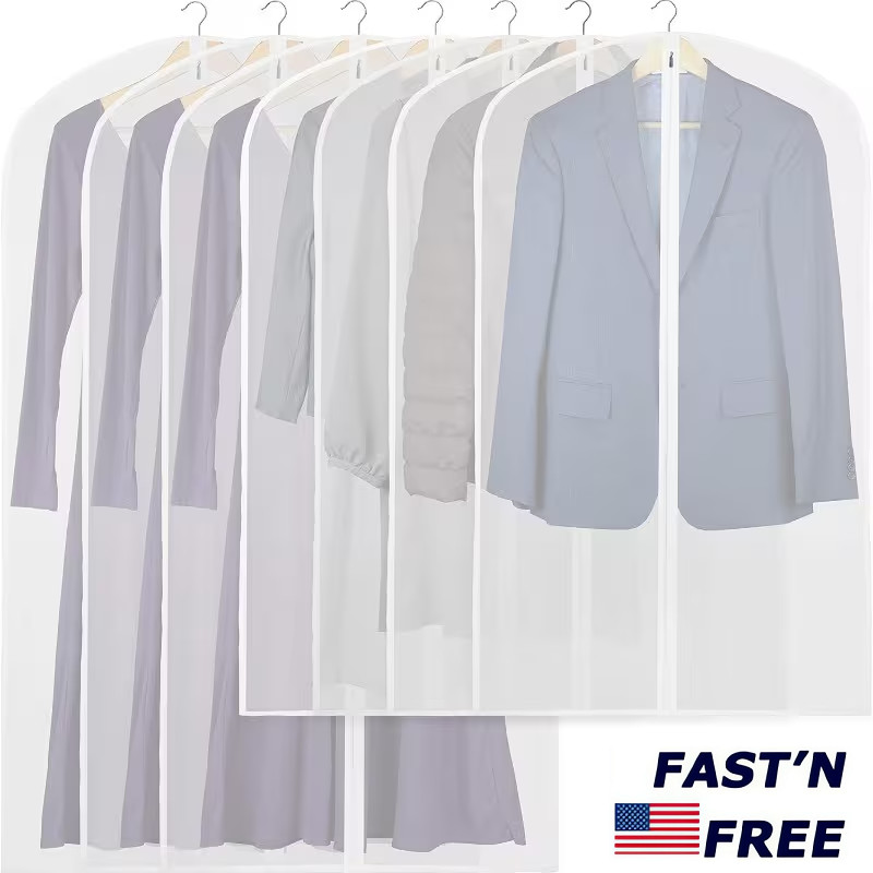 4Pcs Clothes Coat Protect Garment Cover Bags Suit Storage Bags Zipper Dress USA