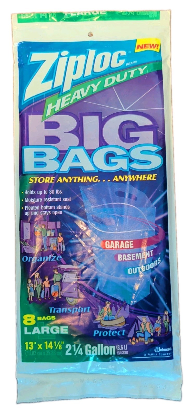 Ziploc Heavy Duty LARGE 6 Count Big Bags 13” X 14 1/8” – 2 1/4 Gallon NOS 2001