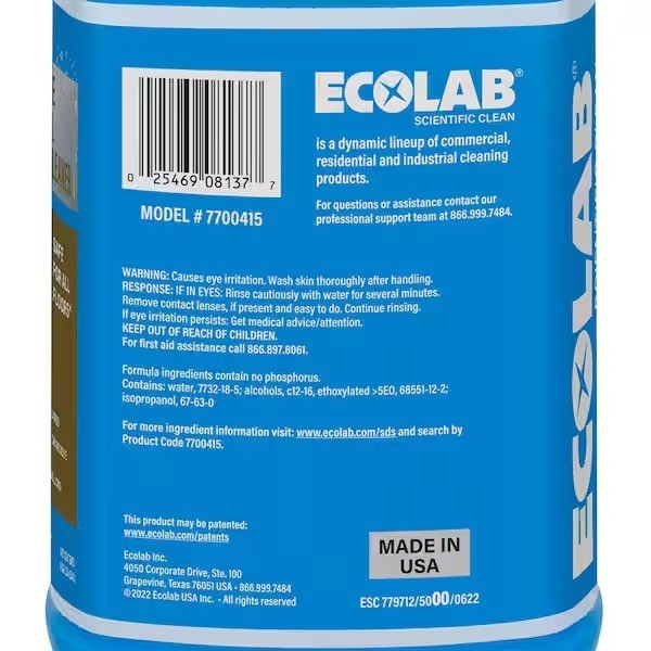 2 Pack ECOLAB 1 Gal. No Rinse Neutral Floor Cleaner, Concentrate, Residue Free