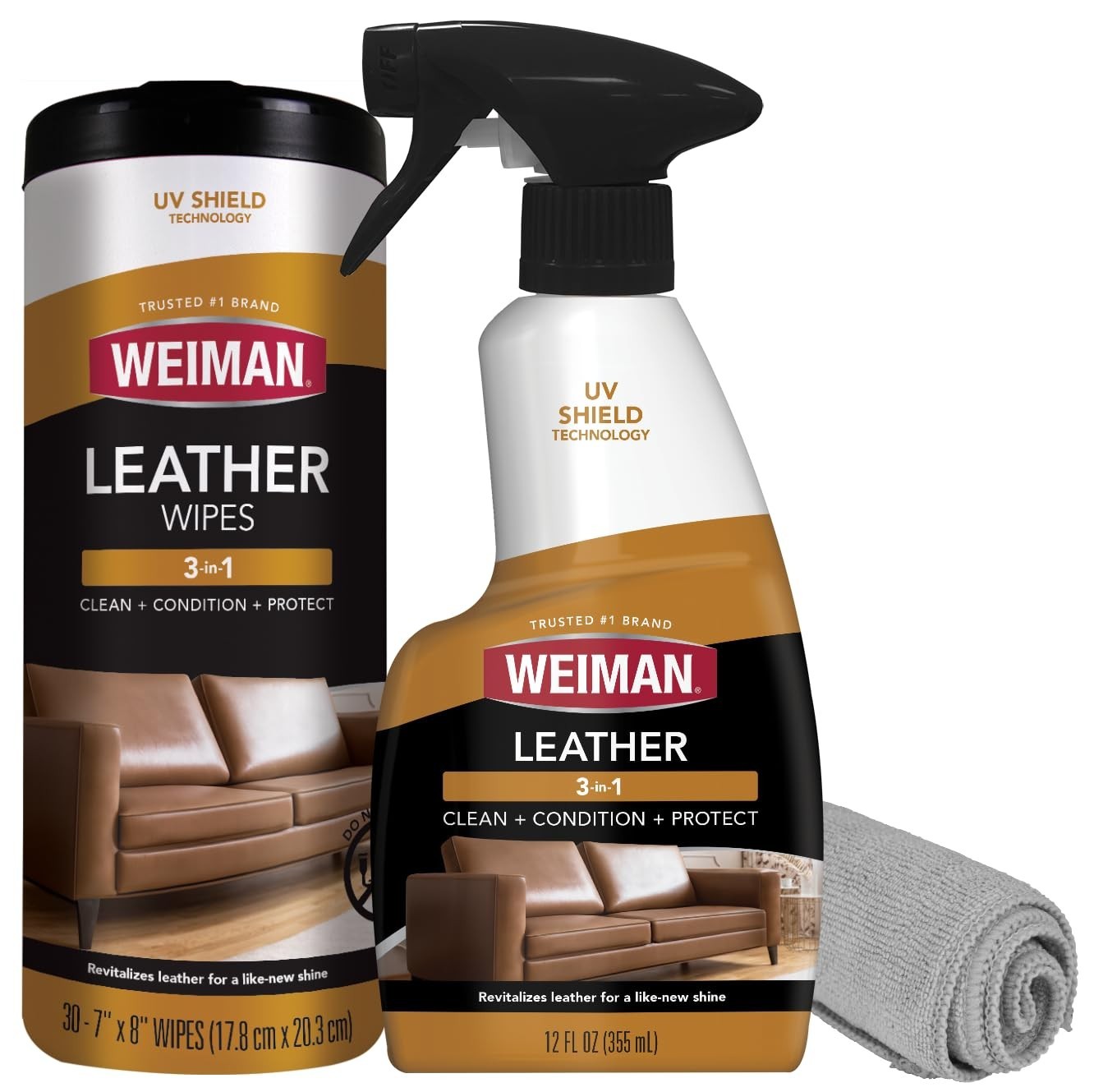 Leather Cleaner & Conditioner – Cleans, Restores, Protects, UV Shield, 2 Pack fo