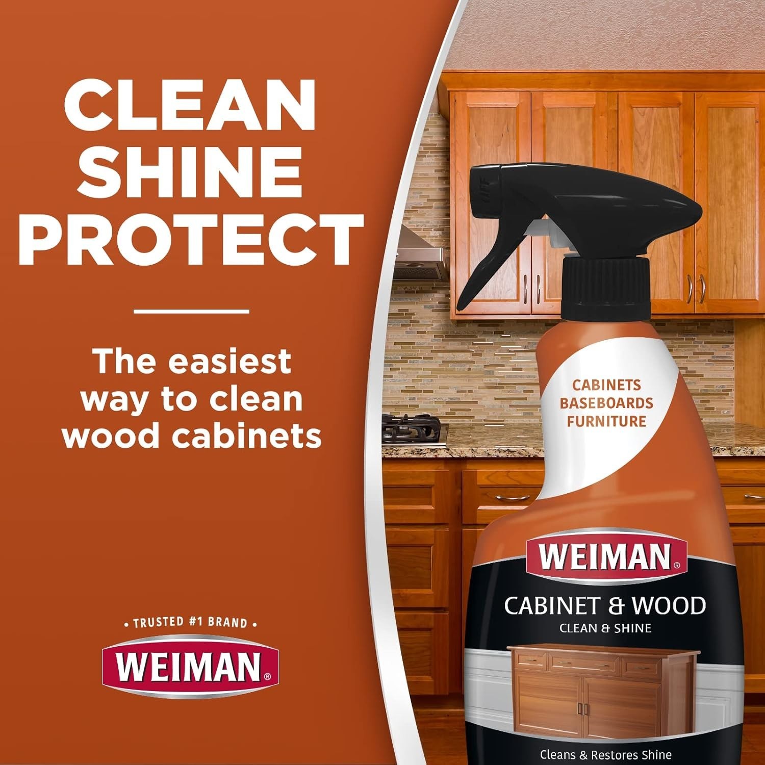 Restore & Protect Wood Surfaces – Cabinet & Wood Clean & Shine Spray, 16 Fl Oz