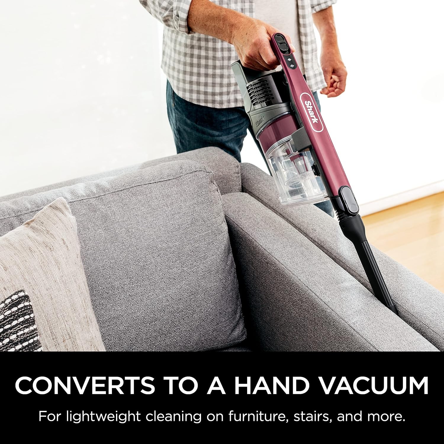 Cordless Stick Vacuum 40min Runtime Removable Handheld Red Lightweight