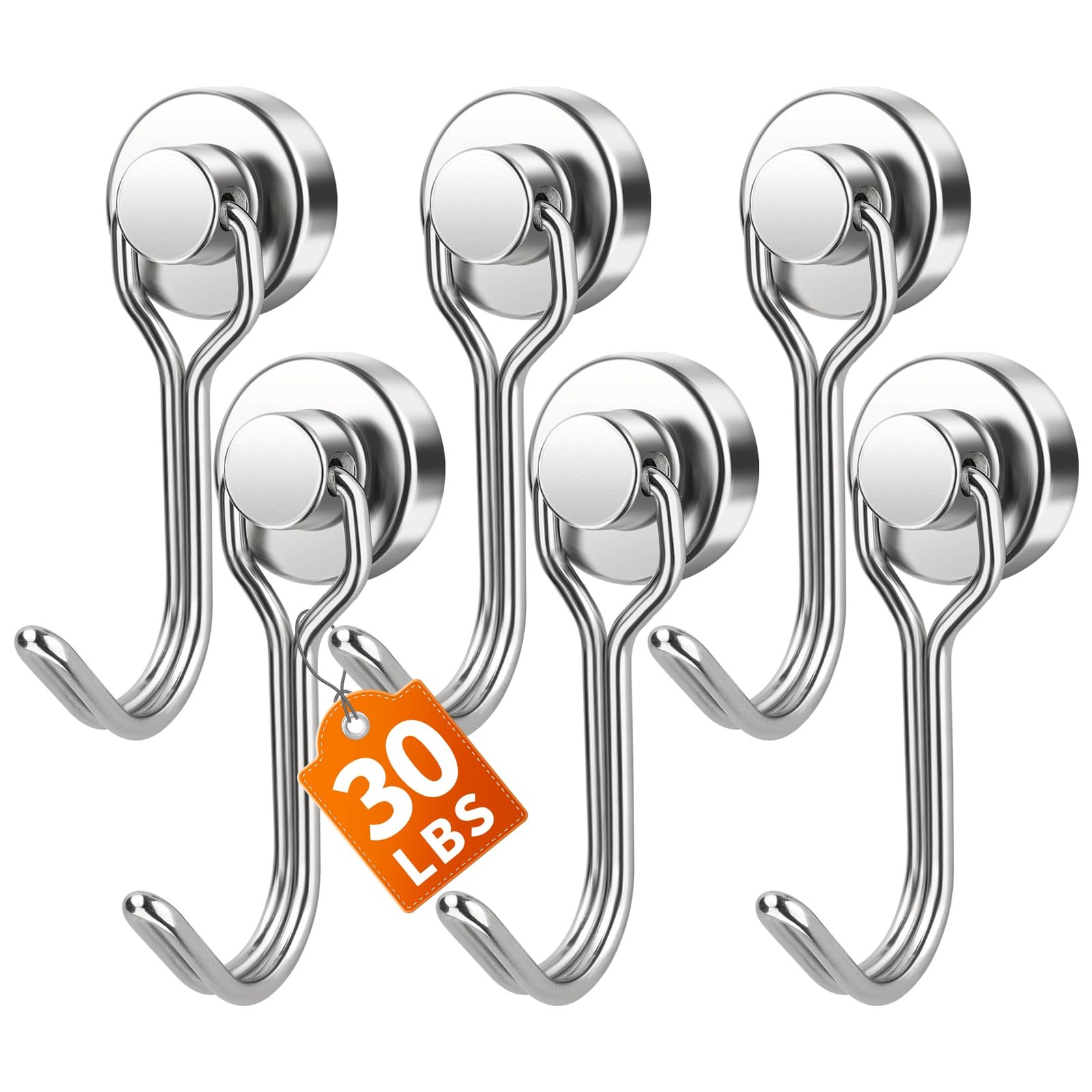 Magnetic Hooks for Cruise Cabins, 6 Pack 30 LB+ Magnet Hooks