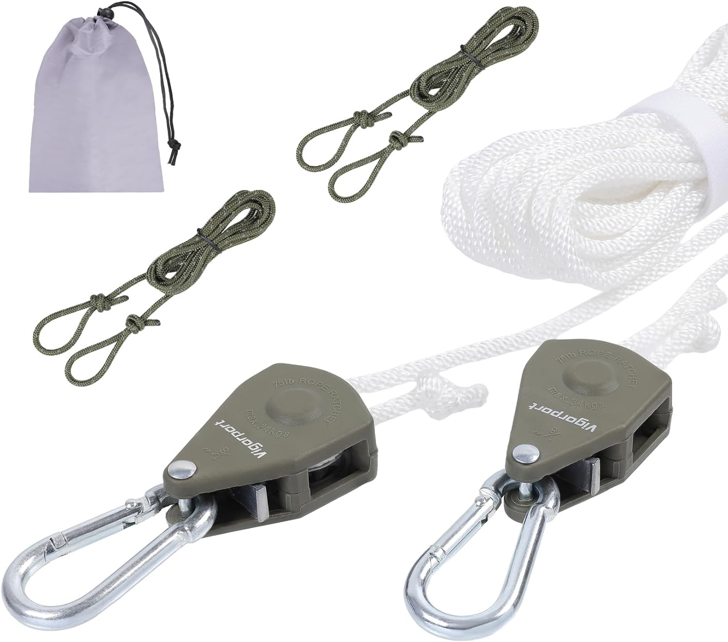 Tendedero de retractil viaje portatil cuerda polea mosqueton camping 19Ft
