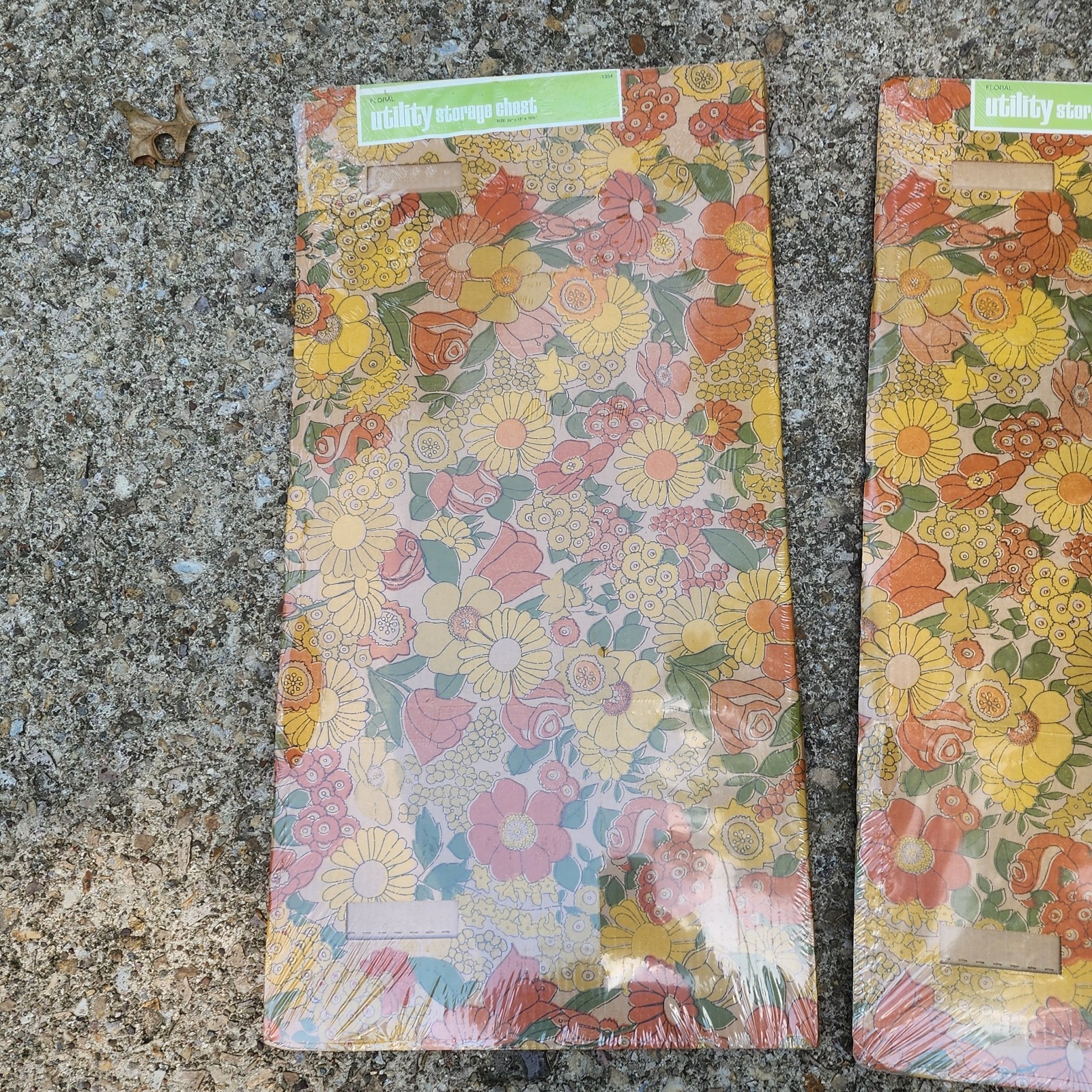 Vtg Mid Century Floral Cardboard Under Bed Storage Chest Mod Flower Power Sealed