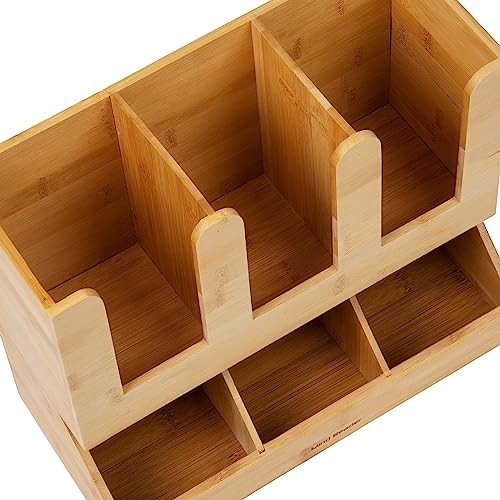 Mind Reader Cup and Condiment Station Bamboo Brown 13.625″L x 6.75″W x 11.5″H
