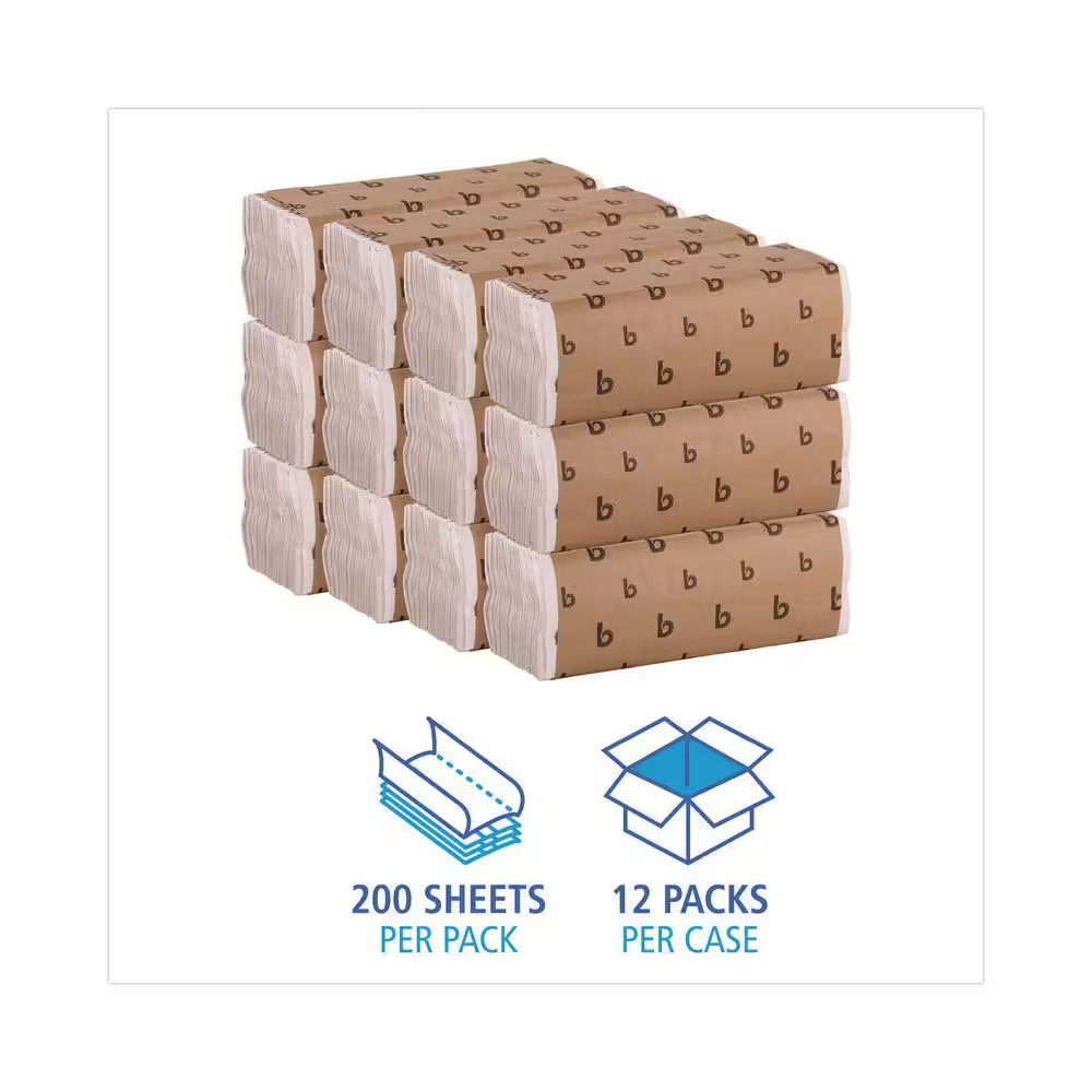 C-Fold Paper Towels Bleached White (198 Sheets per Pack, 12-Packs per Carton)
