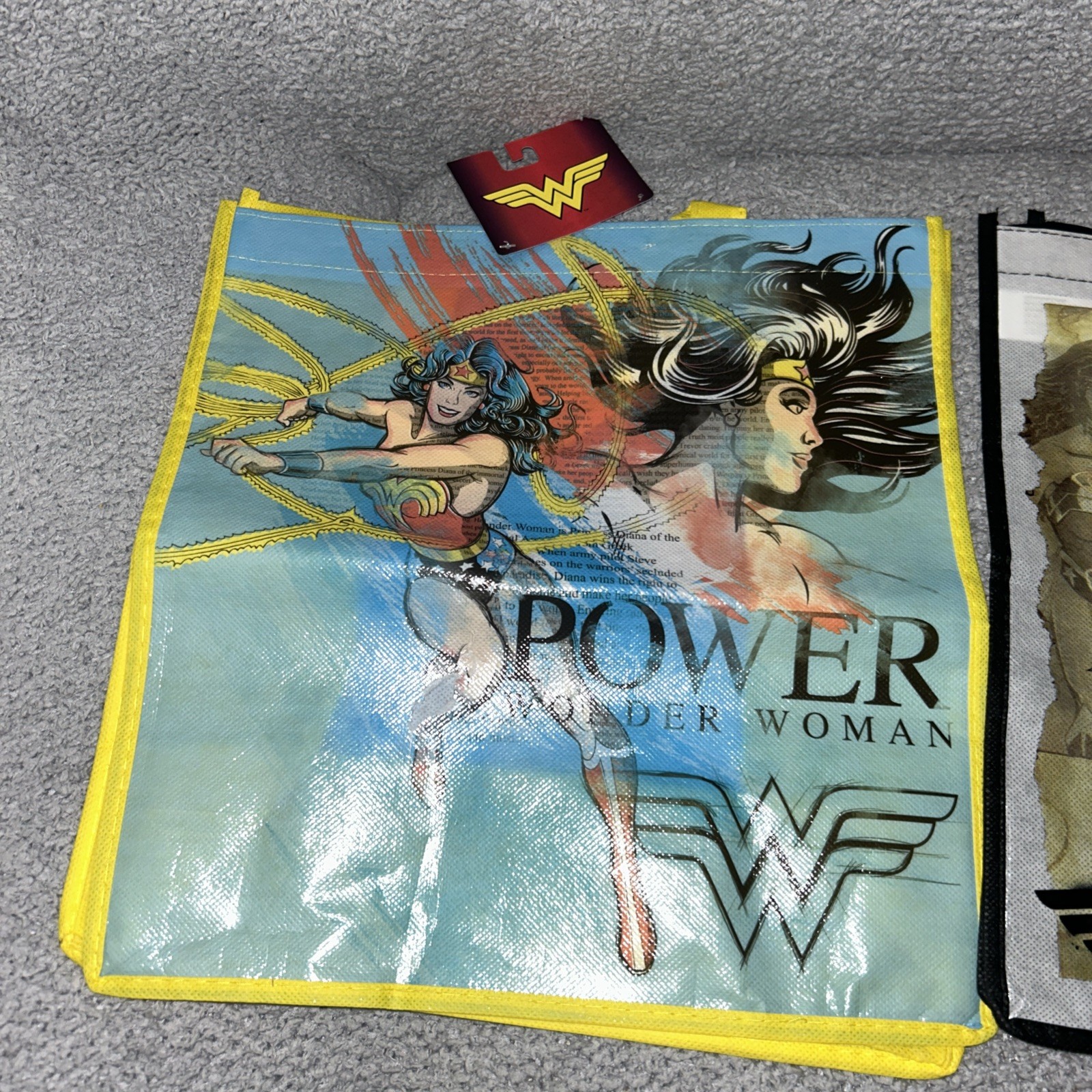 DC Comics Wonder Woman Superhero Reusable Eco Yellow Gift/Shopping Bag x2