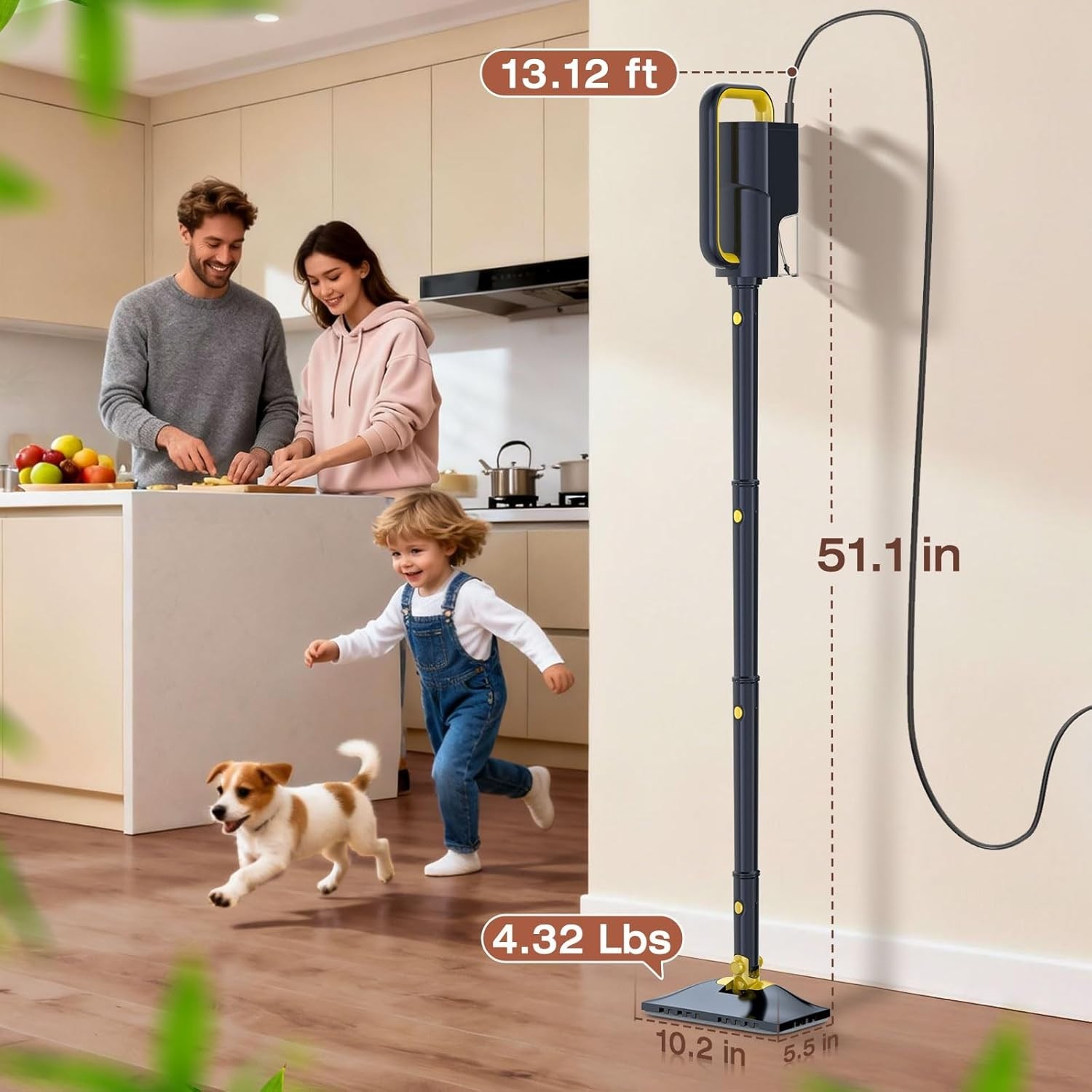 10-in-1 Steam Mop Cleaner, Quick Heat, 350ml Tank, Gray