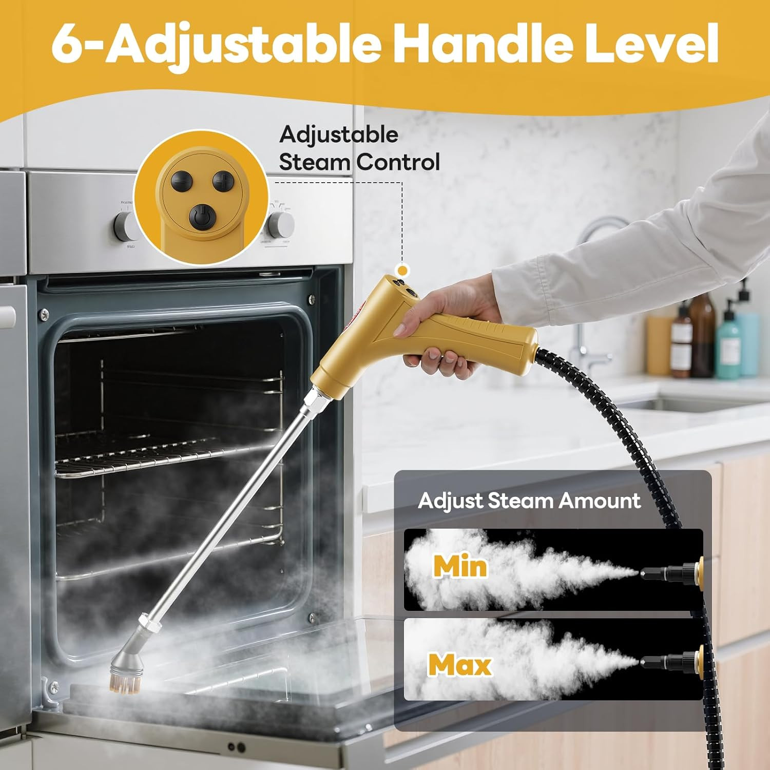 Handheld Steam Cleaner, 10S Fast Handheld Heating Steamer for Cleaning 15-In-1 H