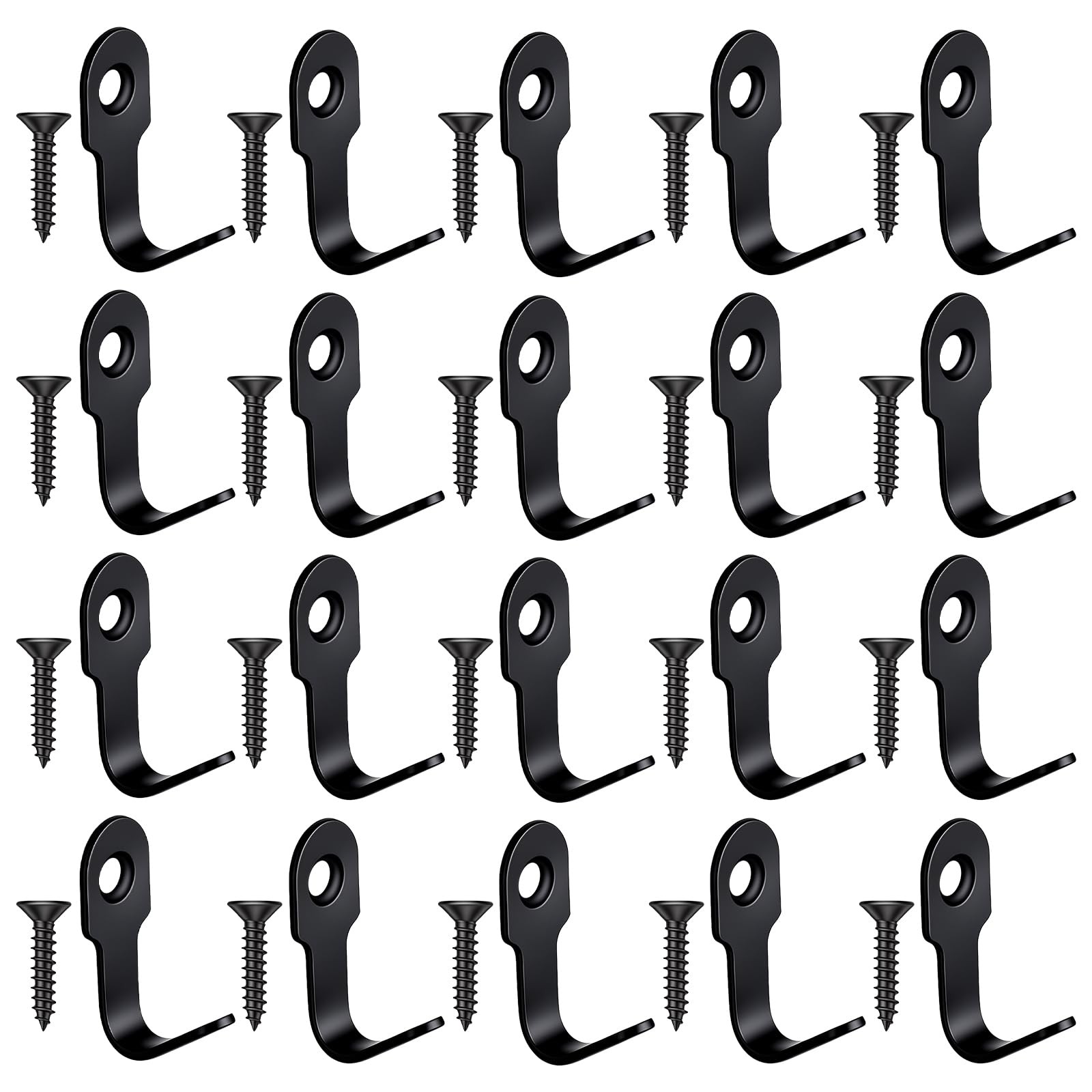 20 PCS Metal Small Wall Hooks with Screws Black Small Hook Stainless Steel Ke…