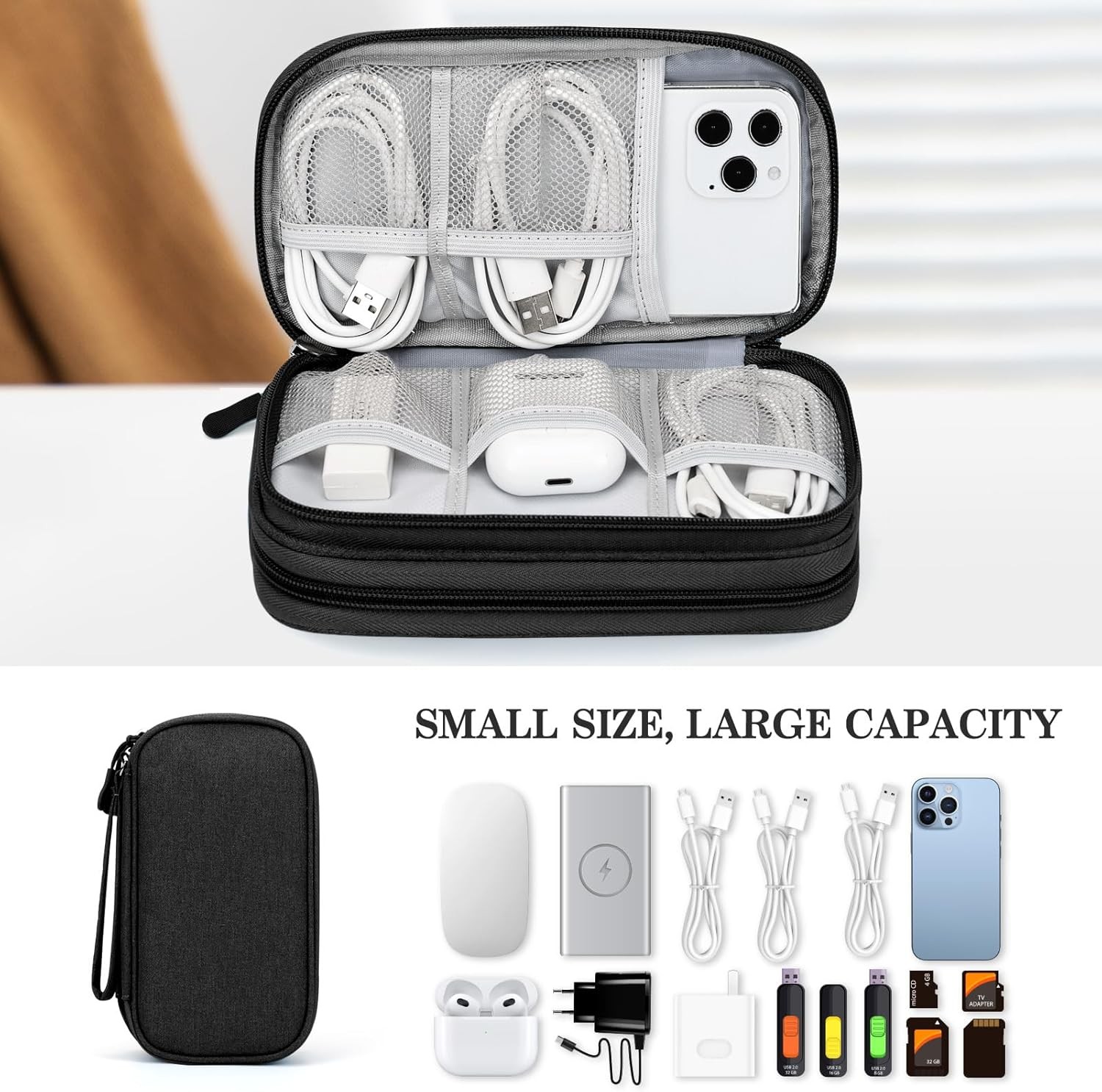 FYY Travel Cable Organizer Pouch Electronic Accessories Carry Case Portable Wate