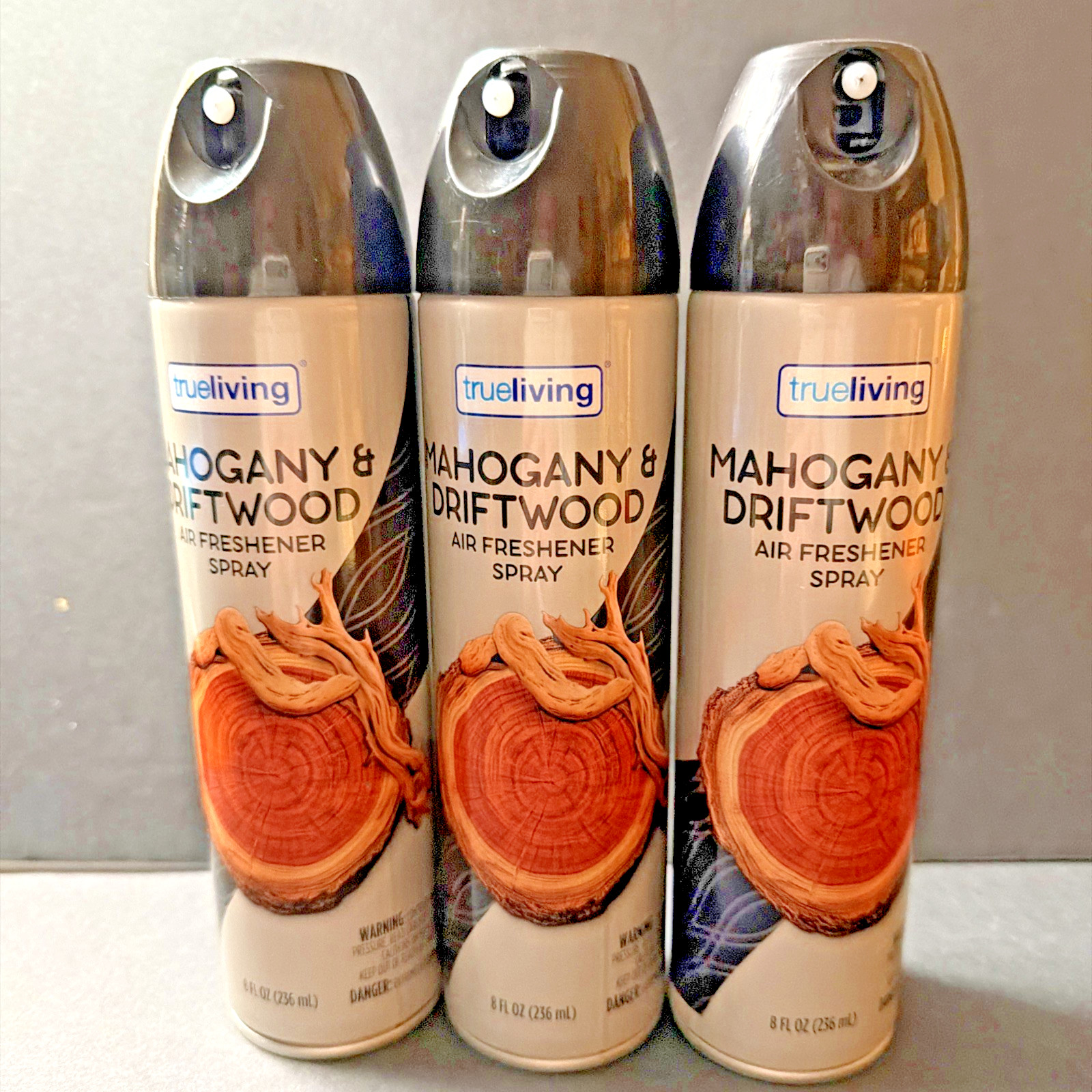 3 Pack Trueliving Mahogany & Driftwood Air Freshener Spray 8 Oz Each , New