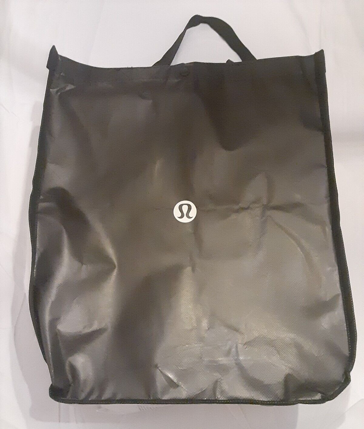 Lululemon Black And White Reusable Shopping Tote Bag 16″ x 13″ x 6″, collapsible