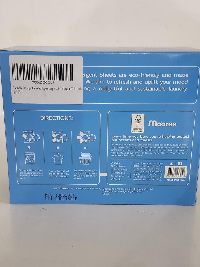 Laundry Detergent Eco Sheets Fragrance Free (120 Loads)