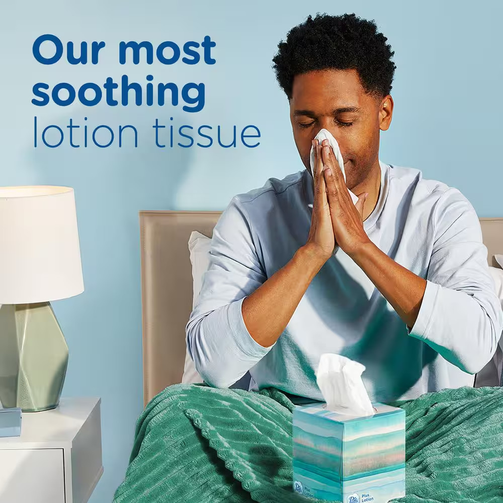 Plus Lotion 2-Ply Facial Tissue Cube Box (56-Sheets per Box, 4 CNT) Free Shippin