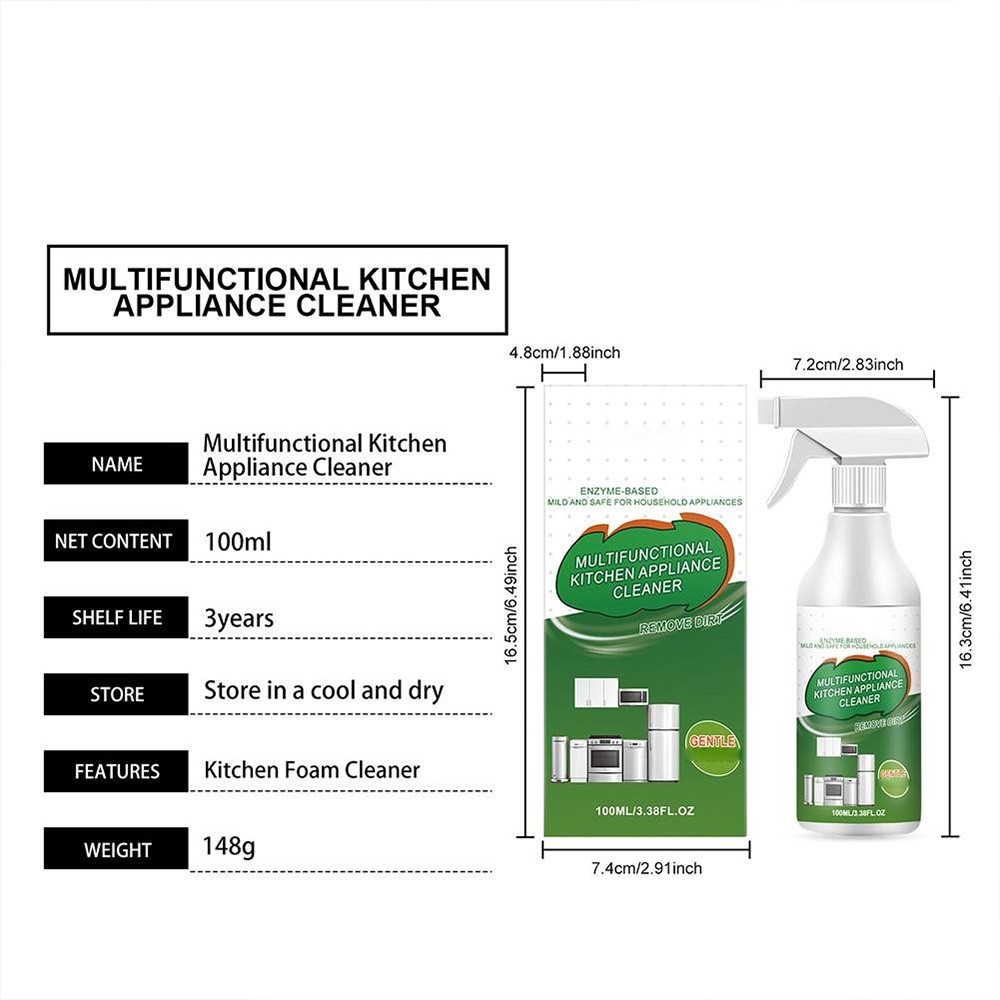 Multifunctional Kitchen Appliance Cleaner Spray 100ml Heavy Oil Stain Remover