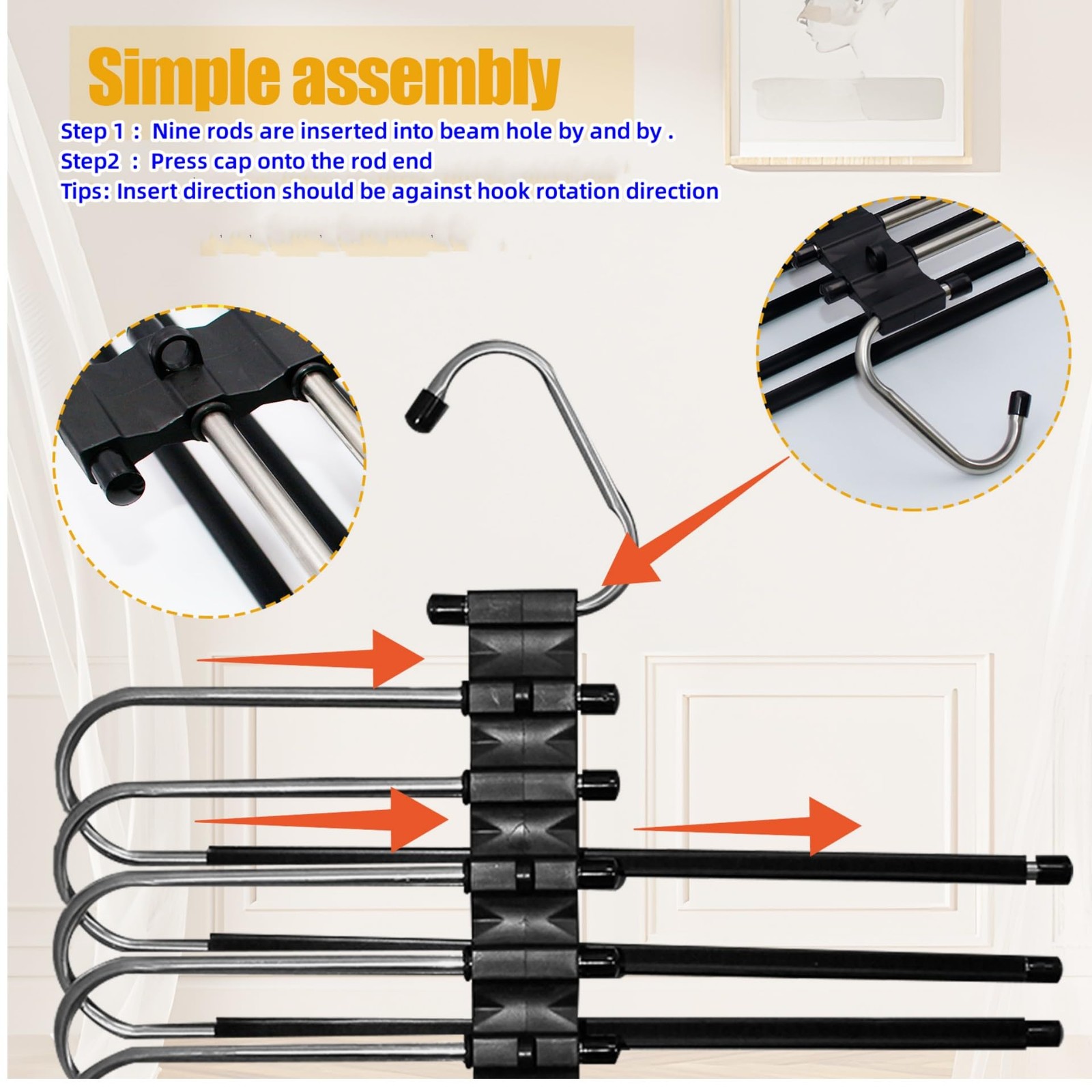 2Pack 9 Layers Foldable Pants Hangers Space Saving Trouser Hanger Multifuncti…