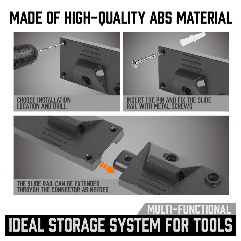 64″ Adjustable Storage System Wall Mount Tool Organizer Hanger for Mop Broom etc