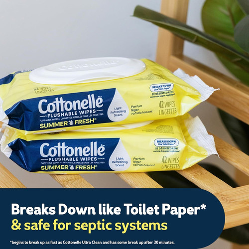 Cottonelle Summer Fresh Scented Flushable Wipes, 8 42 Wipes (Pack of 8)