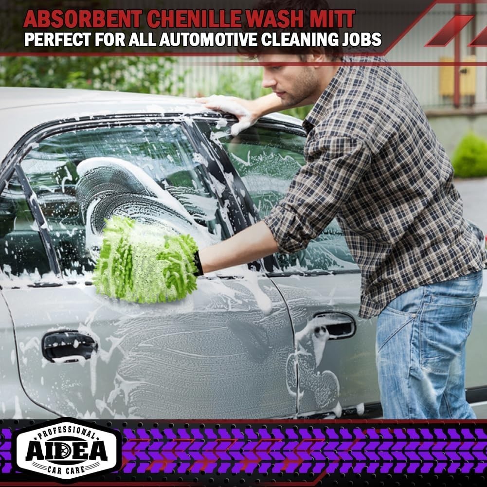 Extra Plush Car Wash Mitts – 2PK Microfiber, 7.12”x10.14” for Safe Cleaning