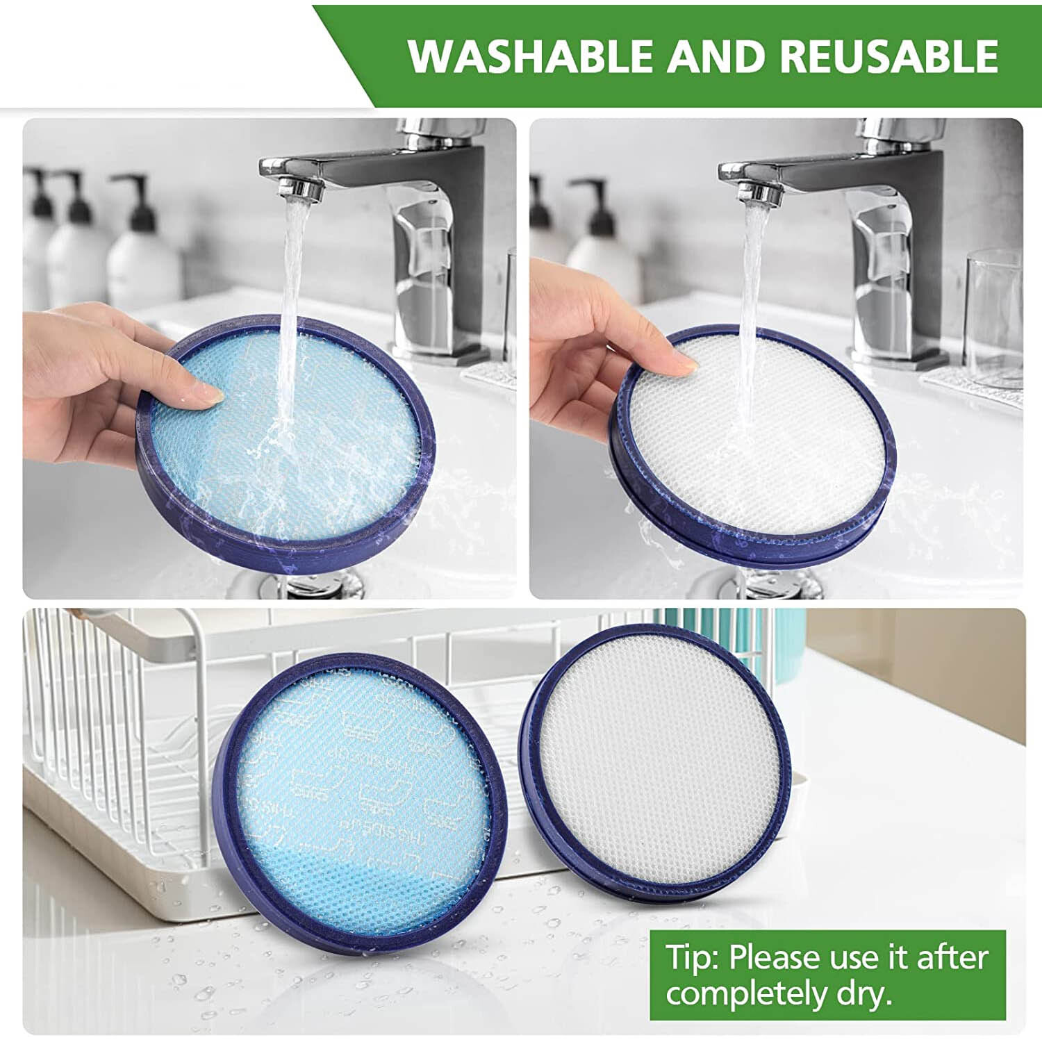 2-6 Pack Filter for Hoover Windtunnel Vacuum Primary Washable part# 304087001