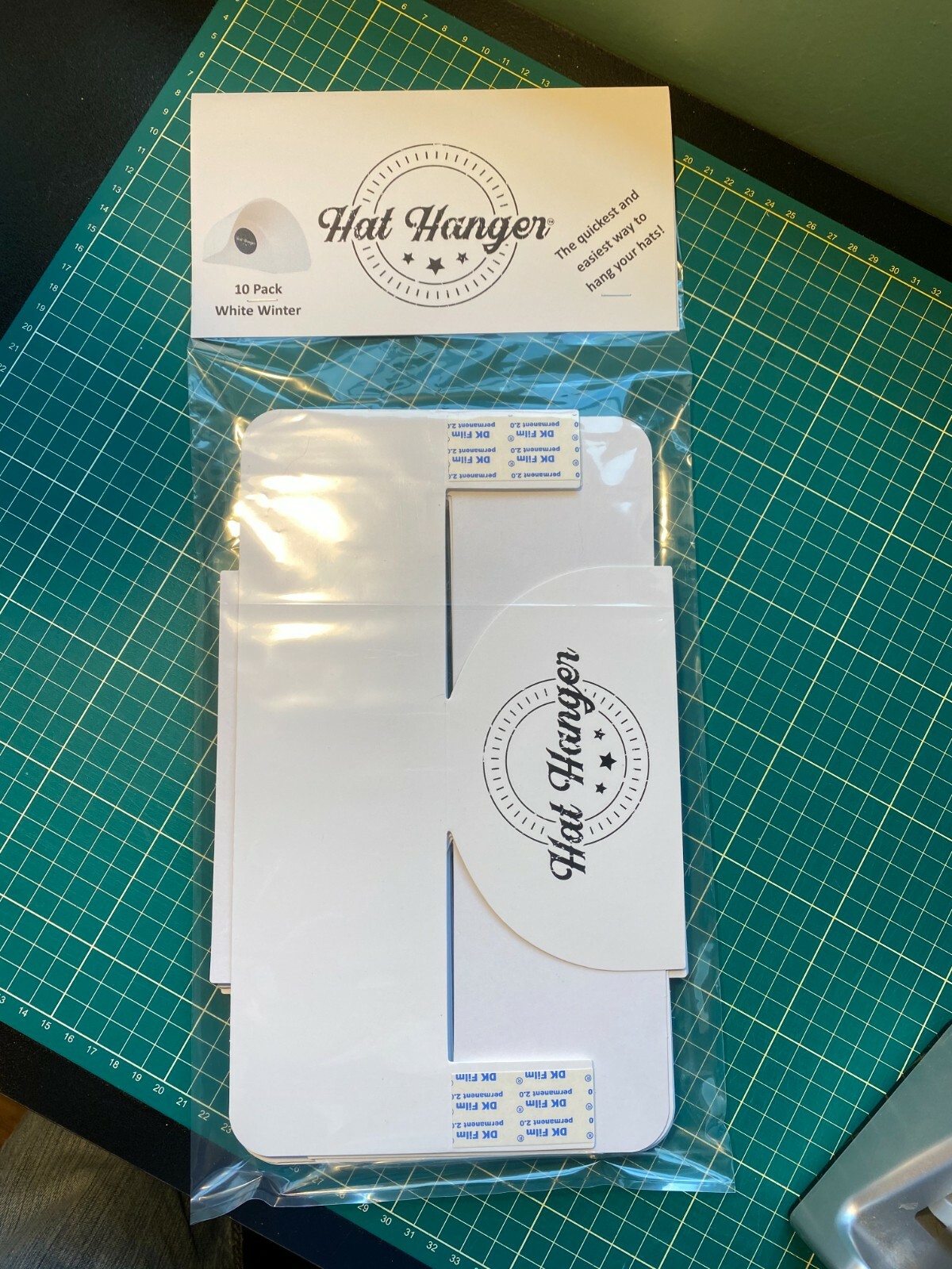 10 Pack Hat Hangers – Removable Tape Mounted – Rack Hook Cap Wall Mount No Nails
