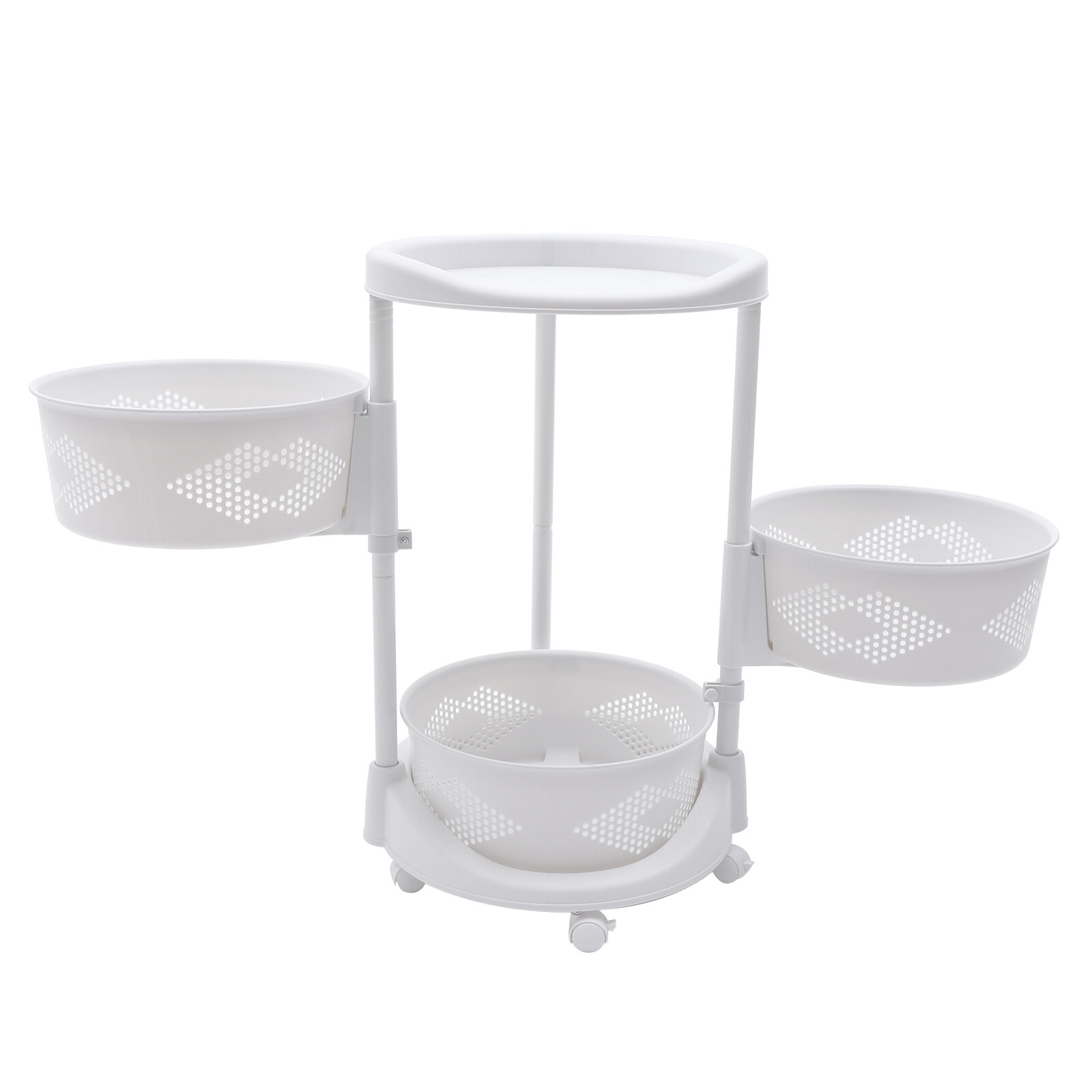3-Layer Kitchen Storage Cart with Rotating Baskets for Fruits and Vegetables