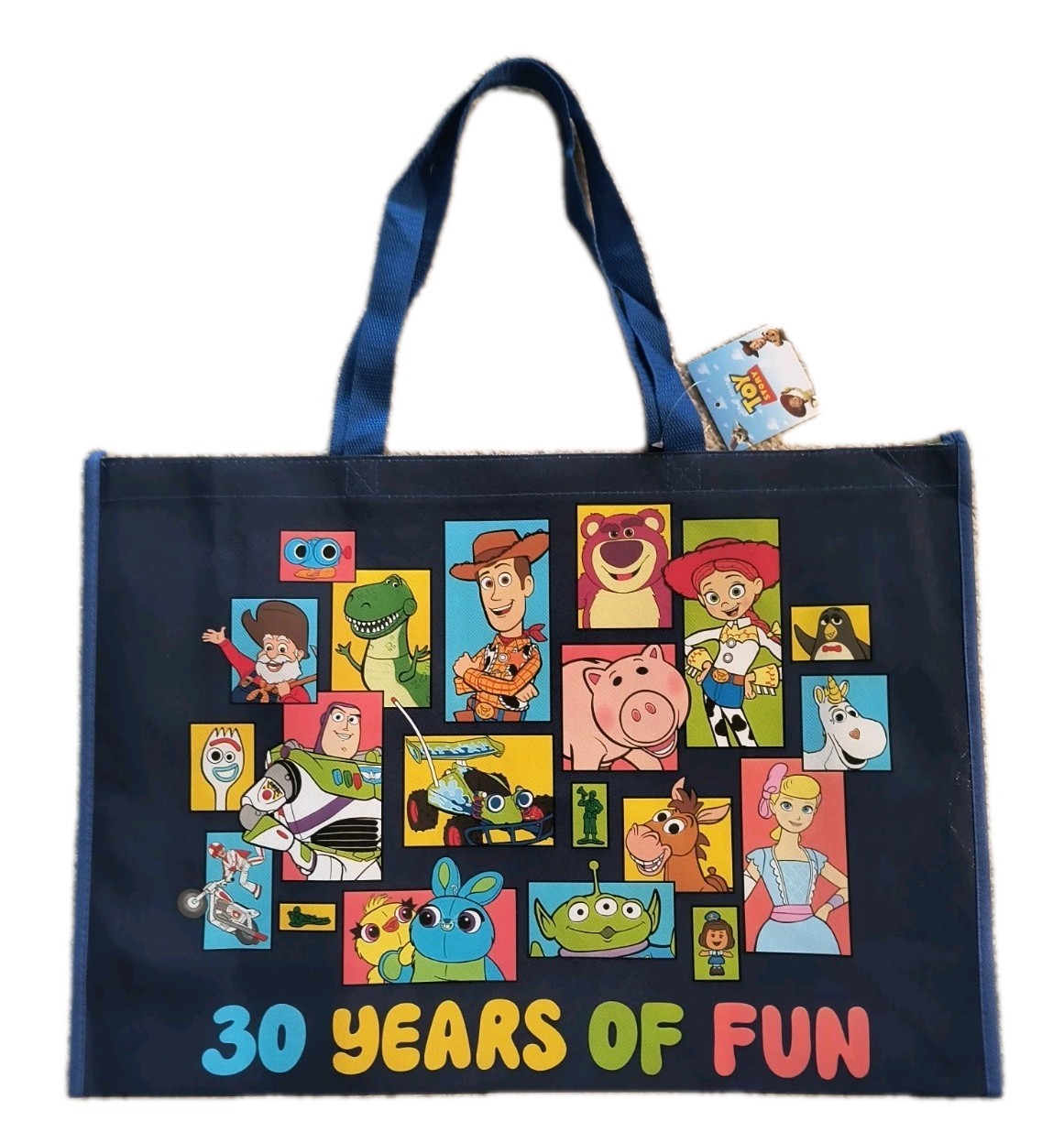 TOY STORY 30 YEARS OF FUN Blue XL Reusable Tote/Shopping/Gift Bag New Free Ship!