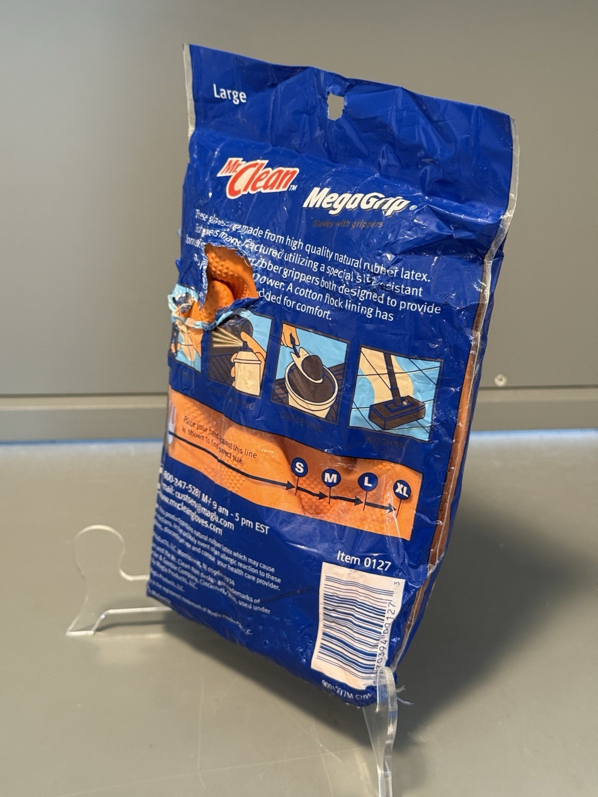 Mr. Clean Mega Grip Premium Latex Gloves • Large • Orange Extra Long Cuff •