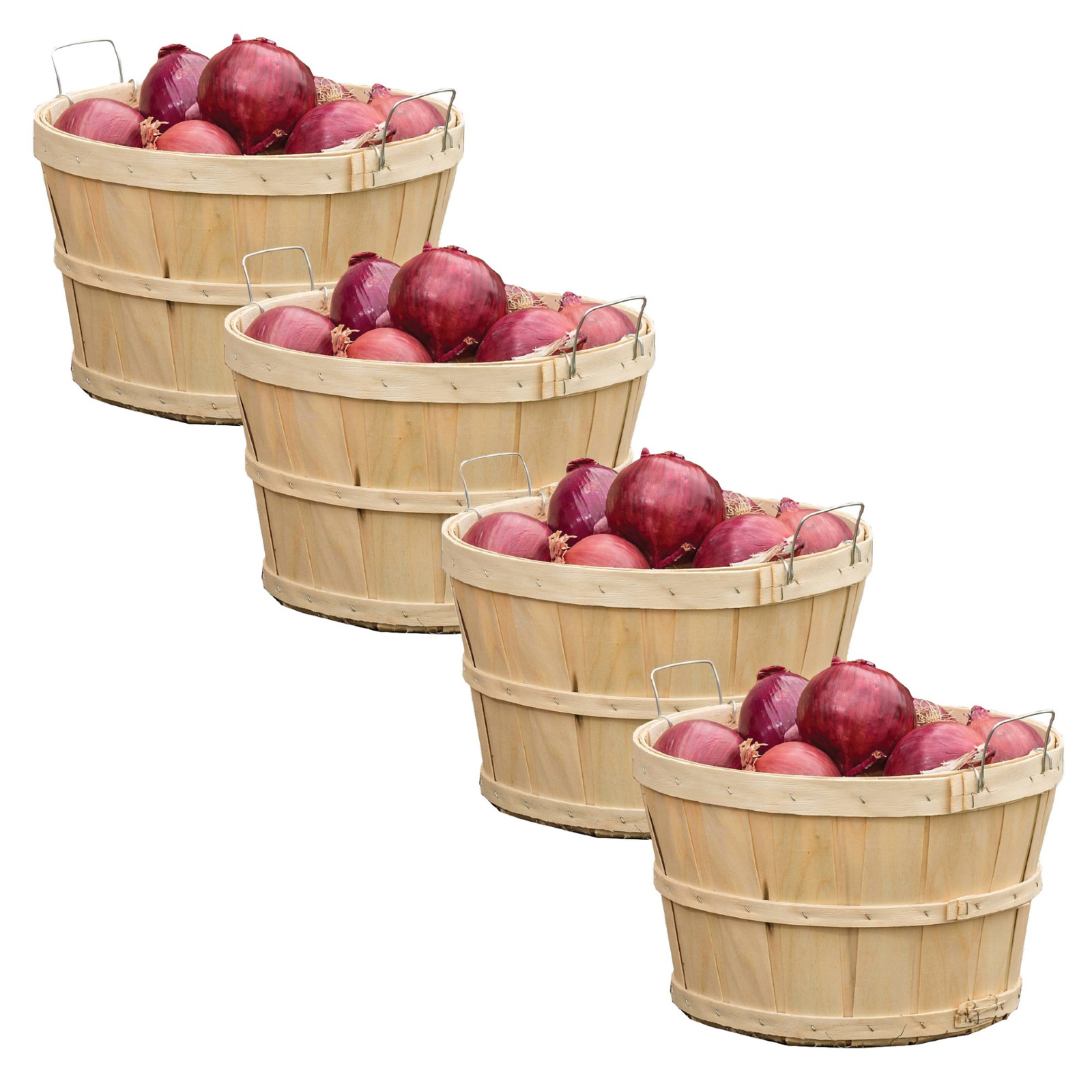 Lehman’s USA Made Half and Full Bushel Baskets, Poplar Wood with Handles, 4 Pack