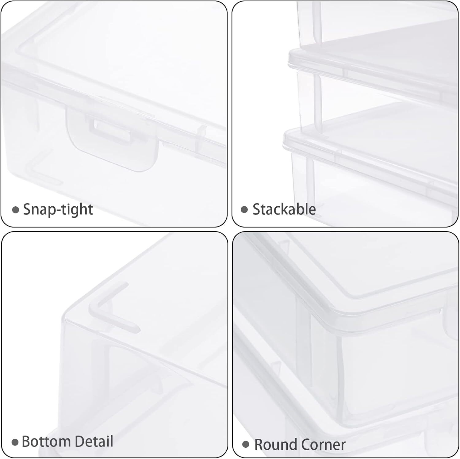 Clear Plastic Storage Container Boxes Box Hinged Lid DIY Arts Crafts Markers Pen