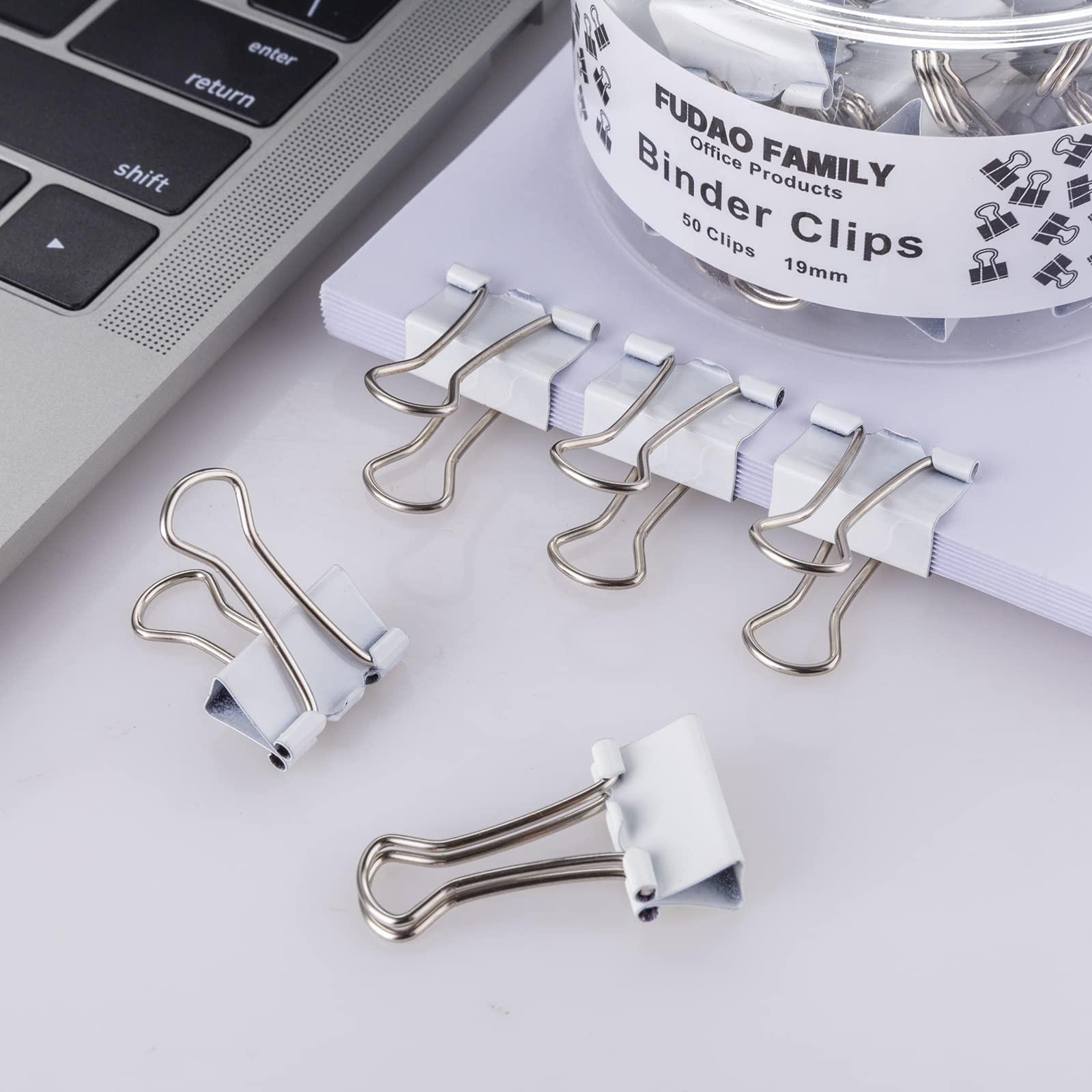 Small White Mini Binder Clips, 3/4 Inch (19mm), 50 Pack 0.75 inches,