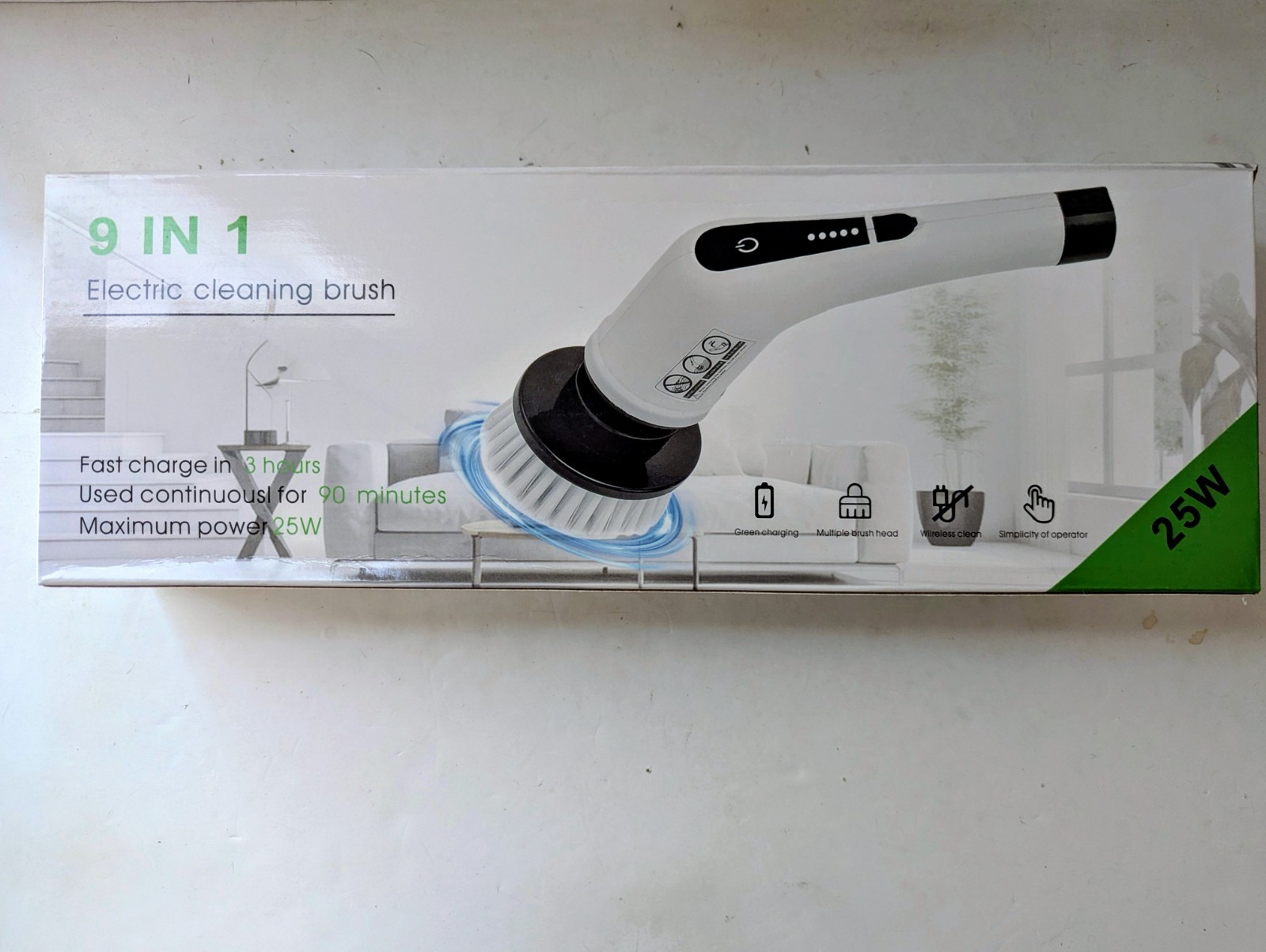 9 in 1 Electric Spin Scrubber Cordless Cleaning Brush Kitchen Bathroom Car USB