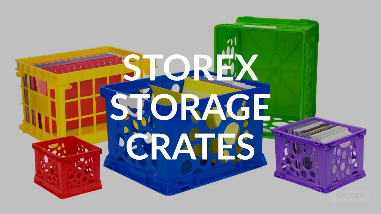 Stackable Storage Crates Mini Desktop Organization 9×7.75×6 Inches School Blue
