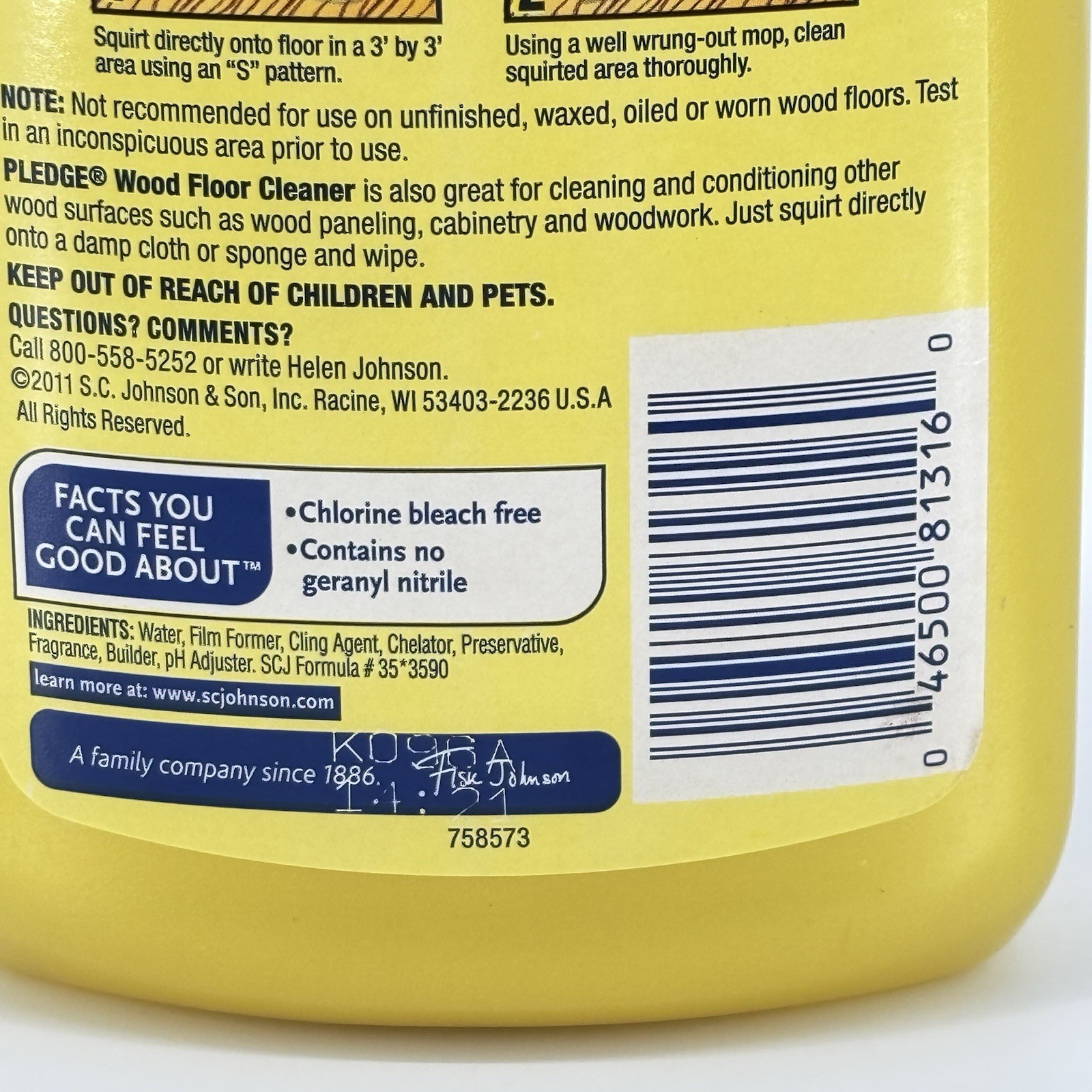 Pledge 4 in 1 Wood Cleaner Floor Care 27 Fl Oz Hardwood Citrus New Discontinued